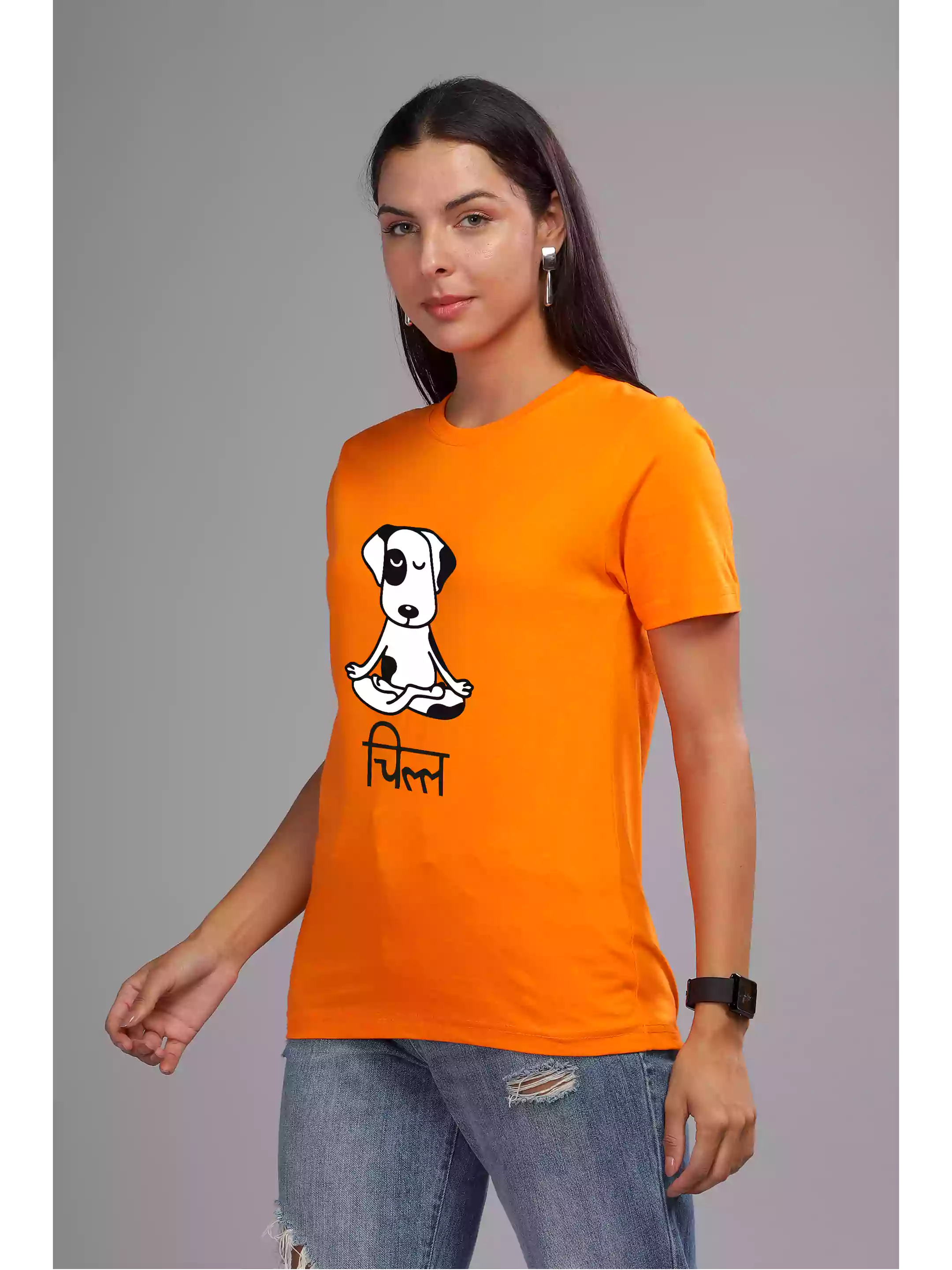Chill - Orange Unisex Marathi Graphic Printed T-shirt