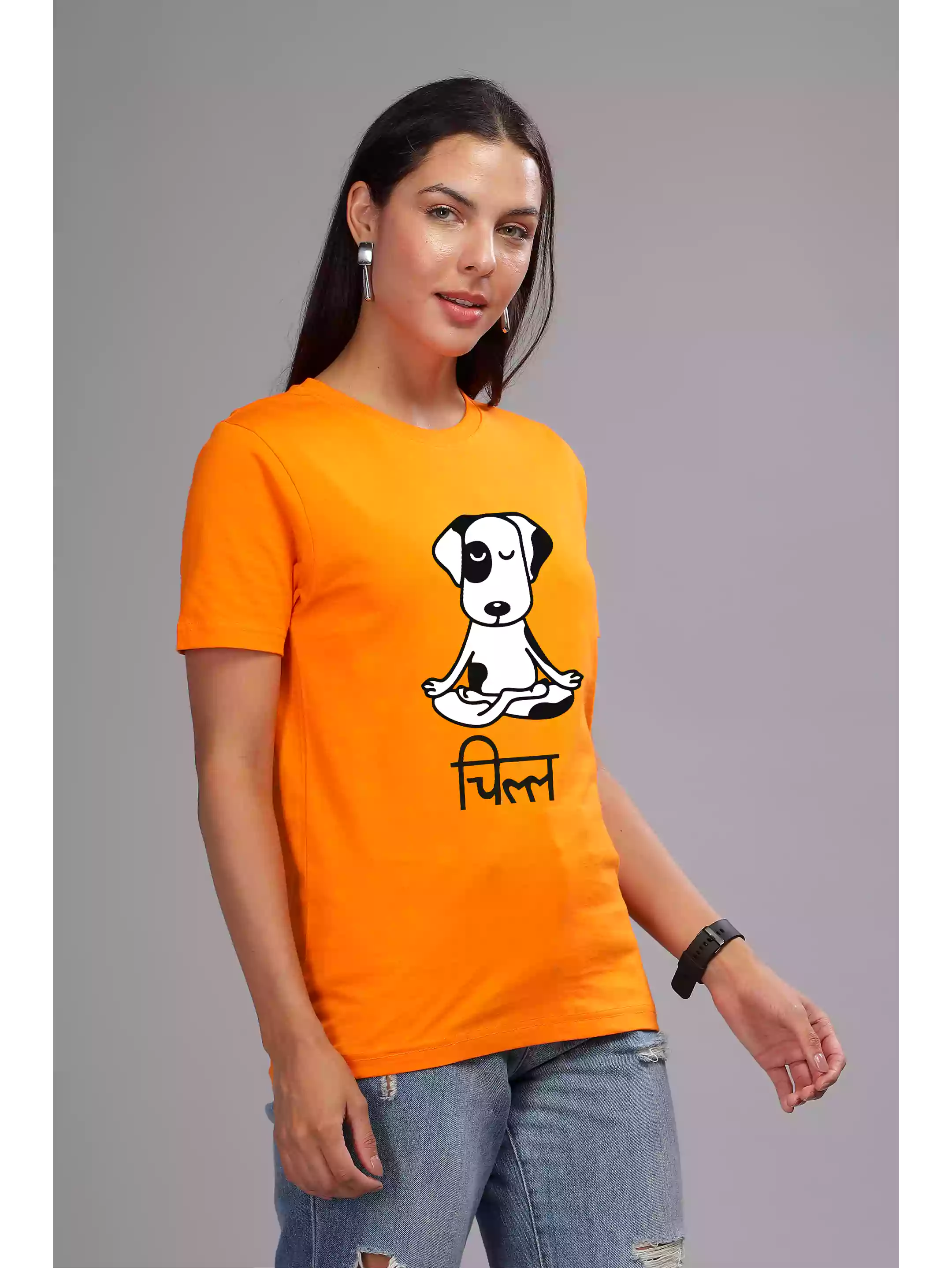 Chill - Orange Unisex Marathi Graphic Printed T-shirt