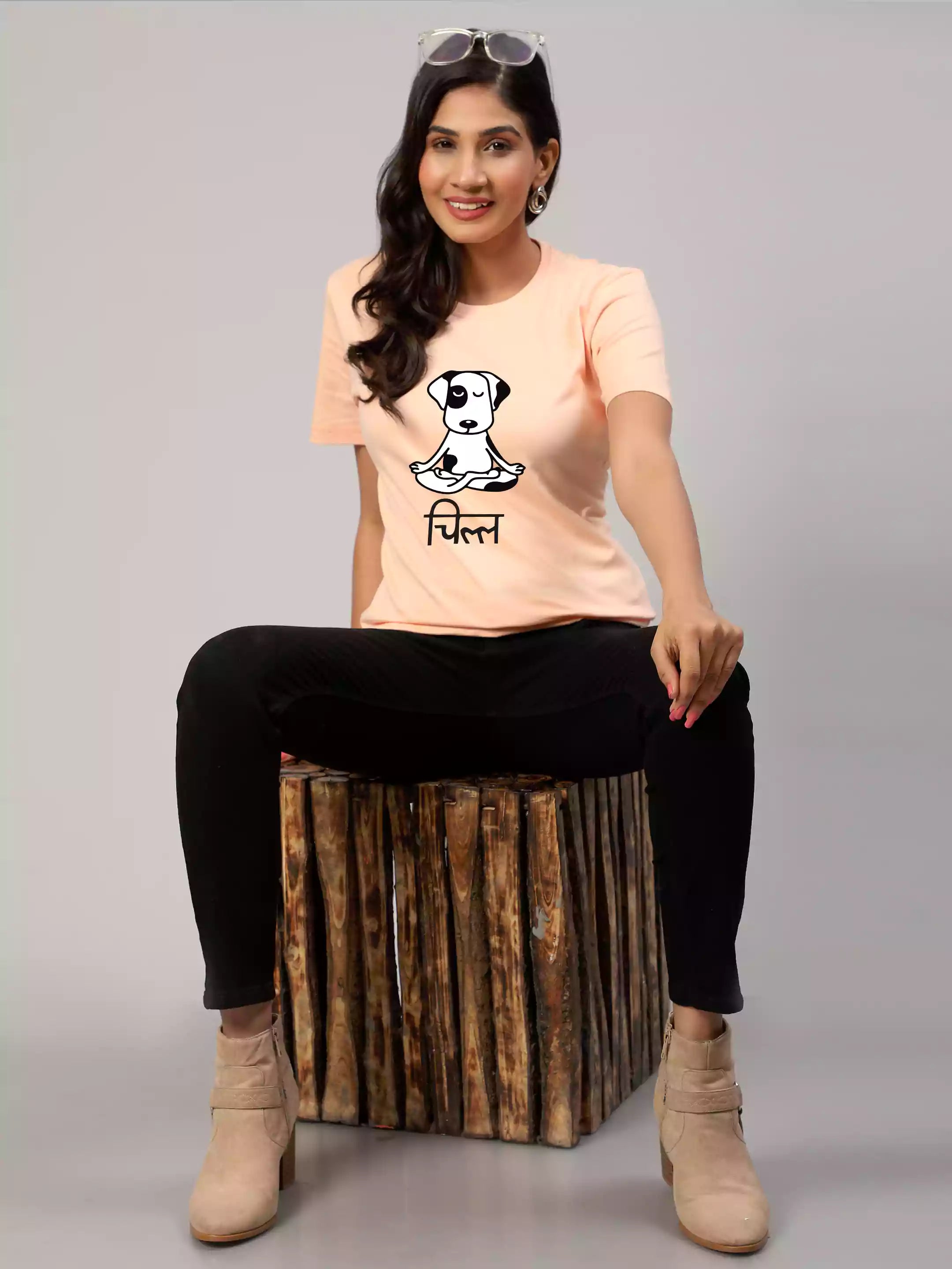 Chill - Sukhiaatma Unisex Graphic Printed Peach T-shirt