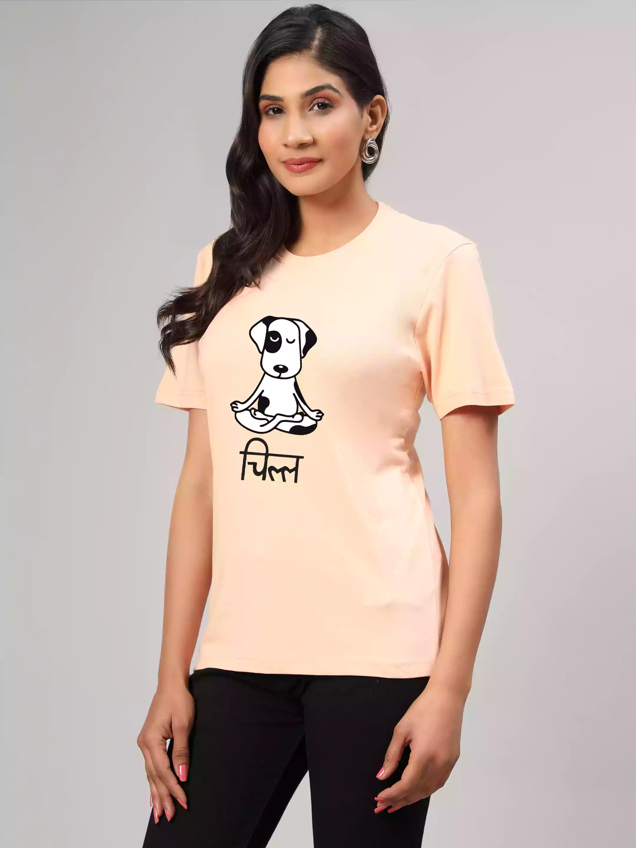 Chill - Sukhiaatma Unisex Graphic Printed Peach T-shirt