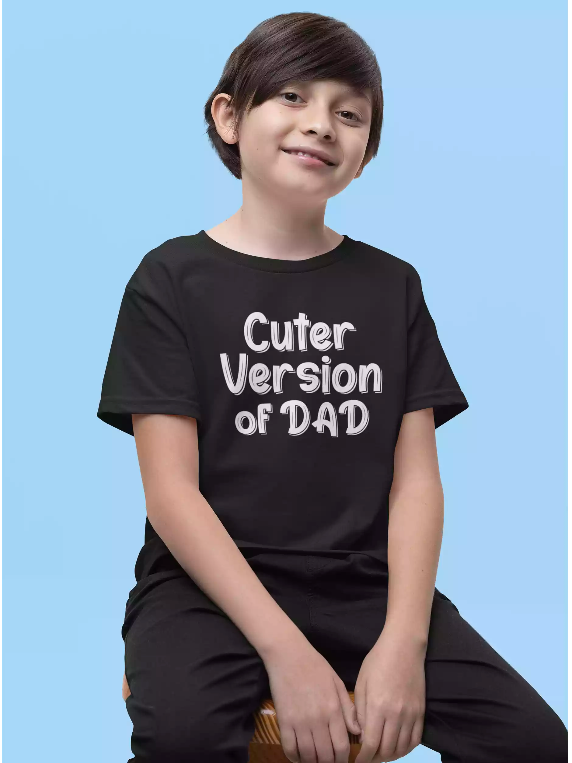 Cuter version of DAD - Sukhiaatma Unisex Graphic Printed Kids Black T-shirt