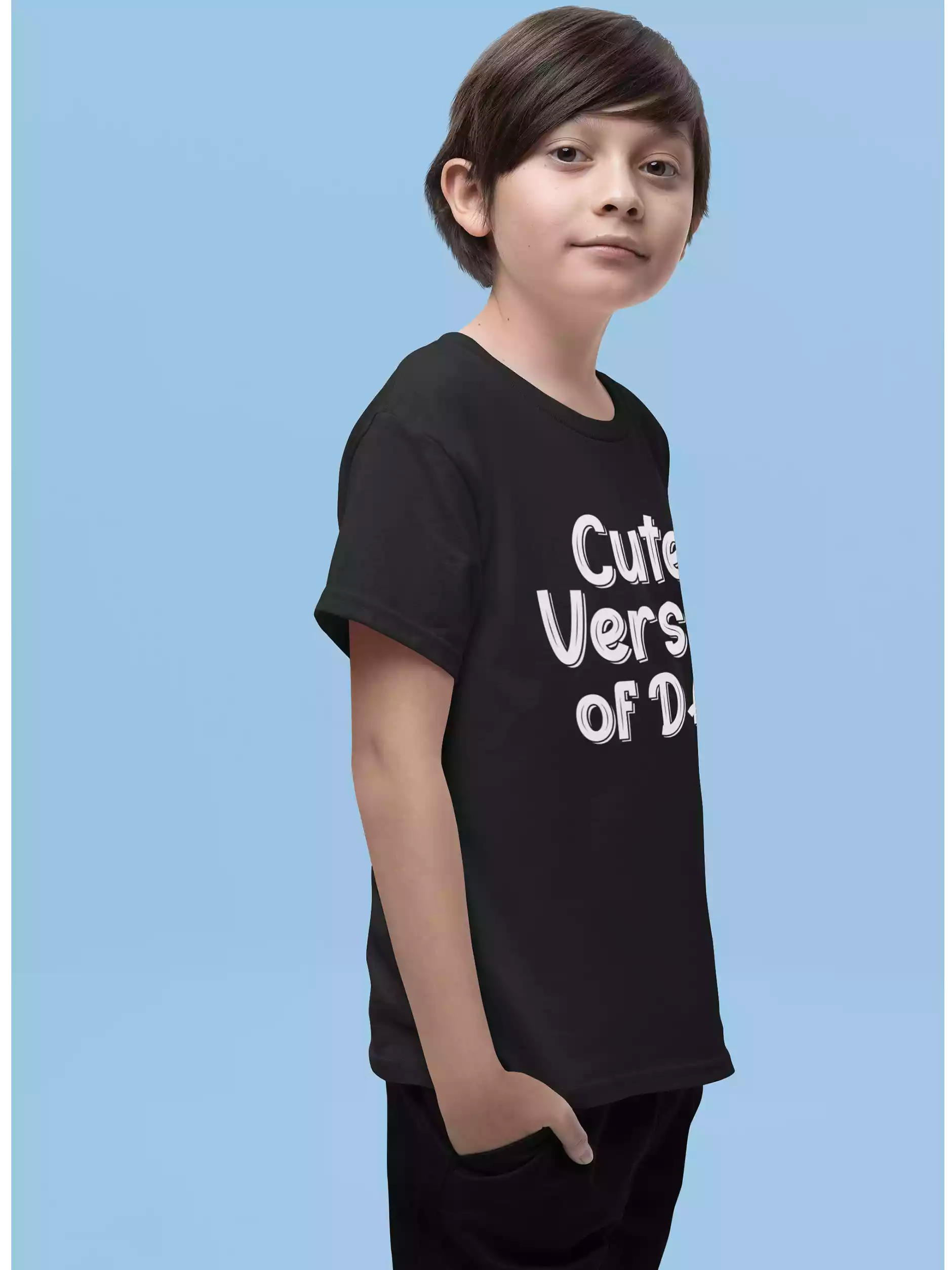 Cuter version of DAD - Sukhiaatma Unisex Graphic Printed Kids Black T-shirt