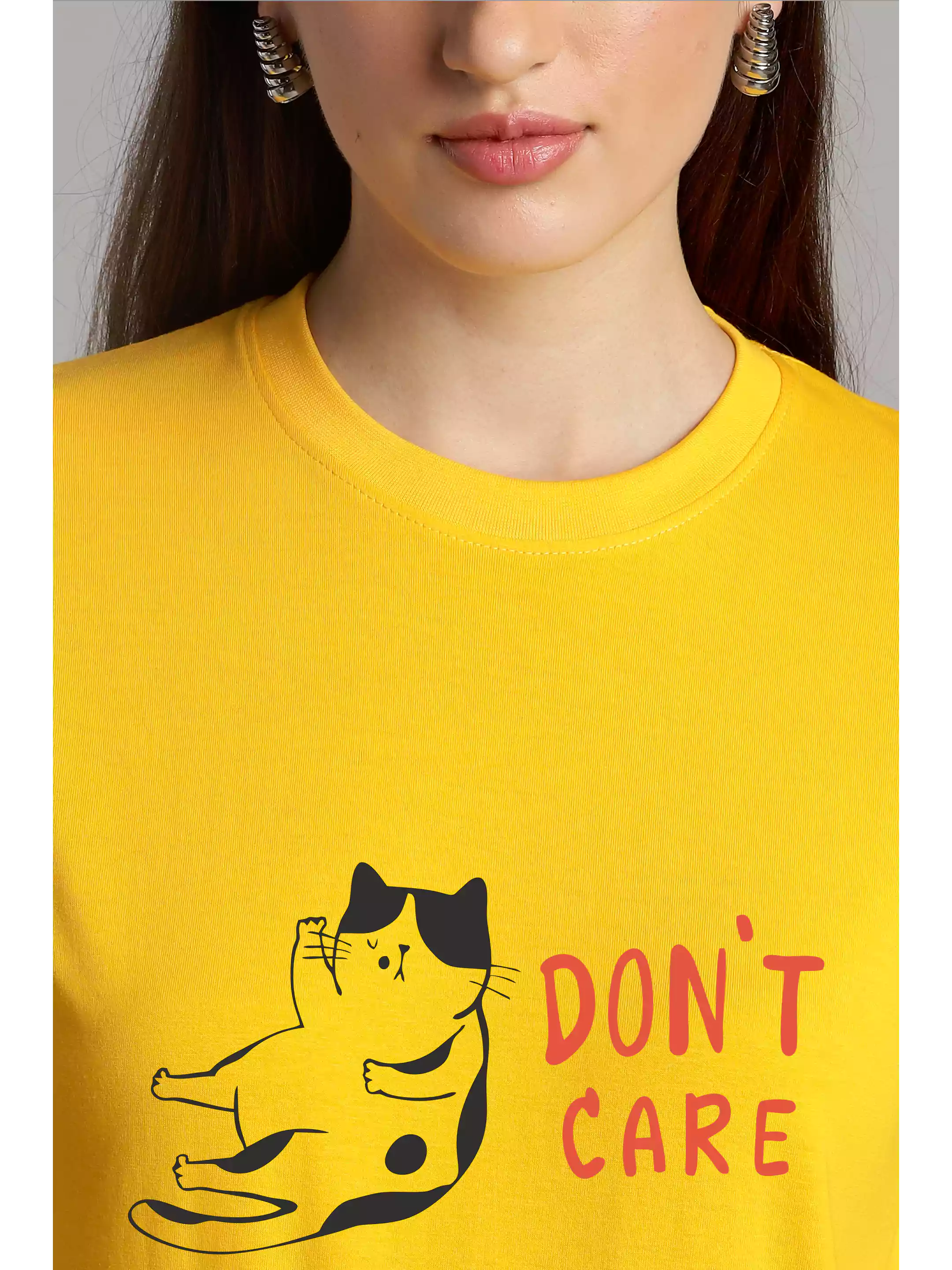 Don't Care - Sukhiaatma Unisex Graphic Printed Yellow T-shirt