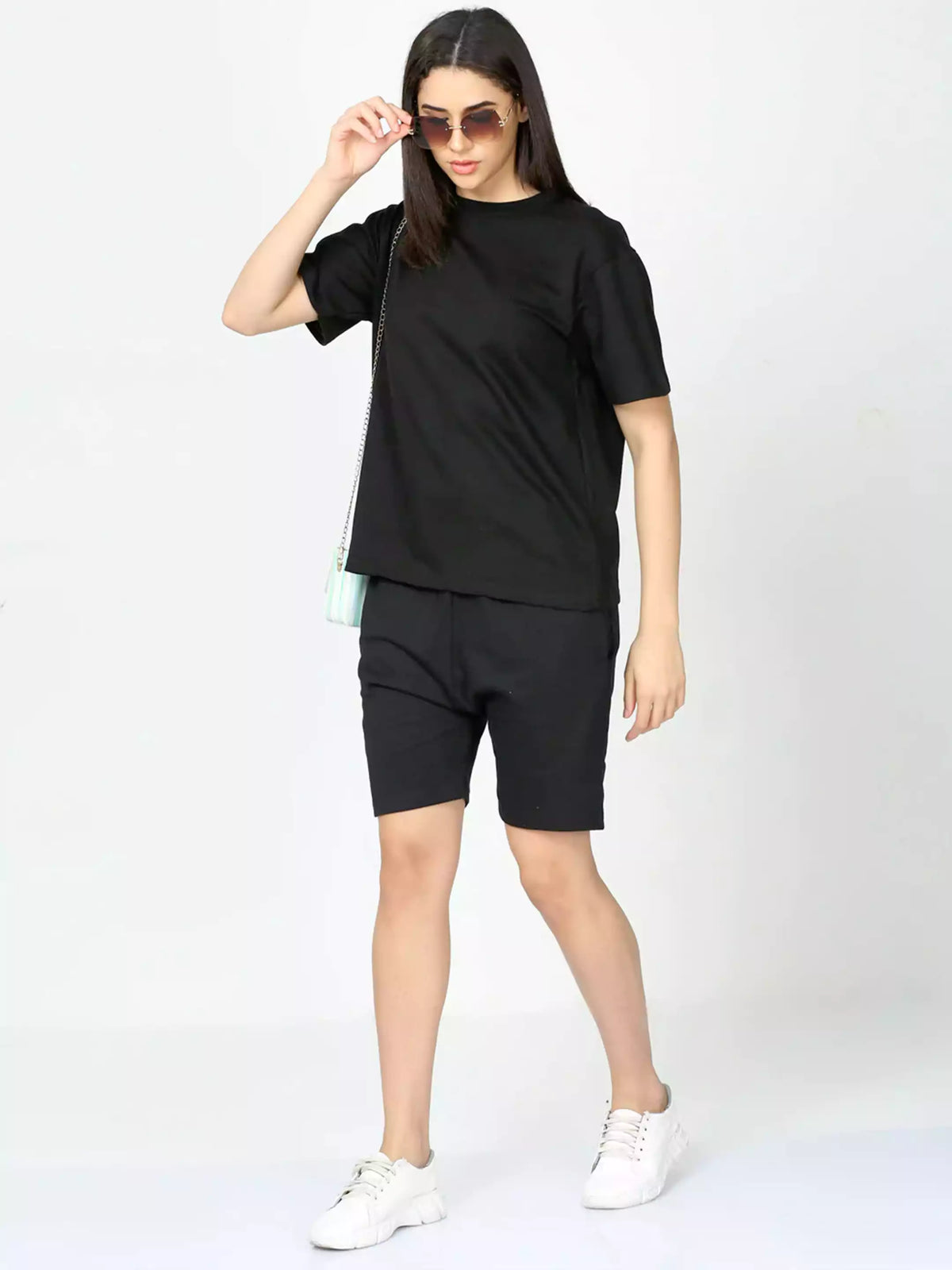 Solid Black Sukhiaatma Unisex Oversized Co-ord