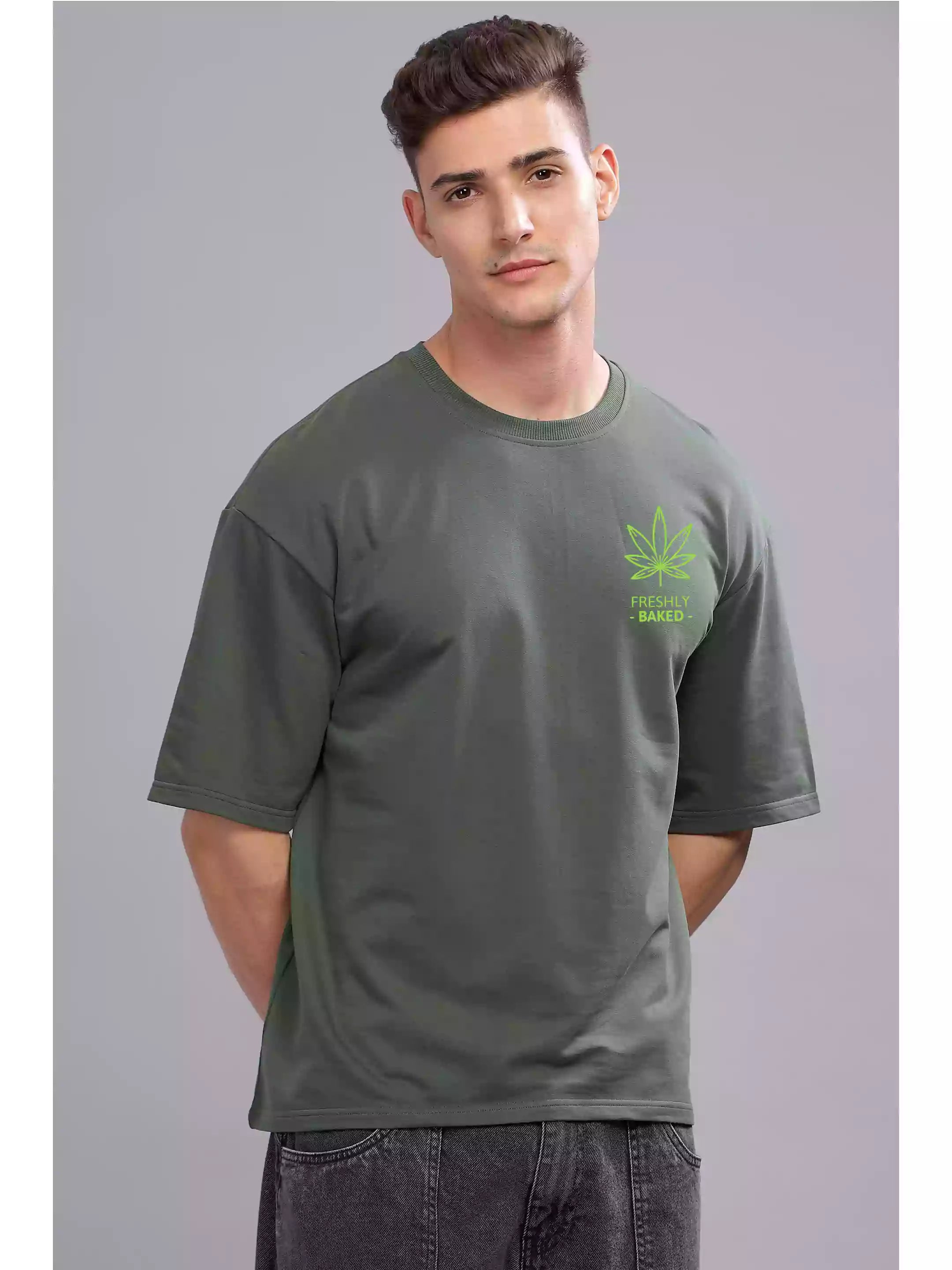 Freshly Baked - Sukhiaatma Unisex Oversize Forest Green T-shirt