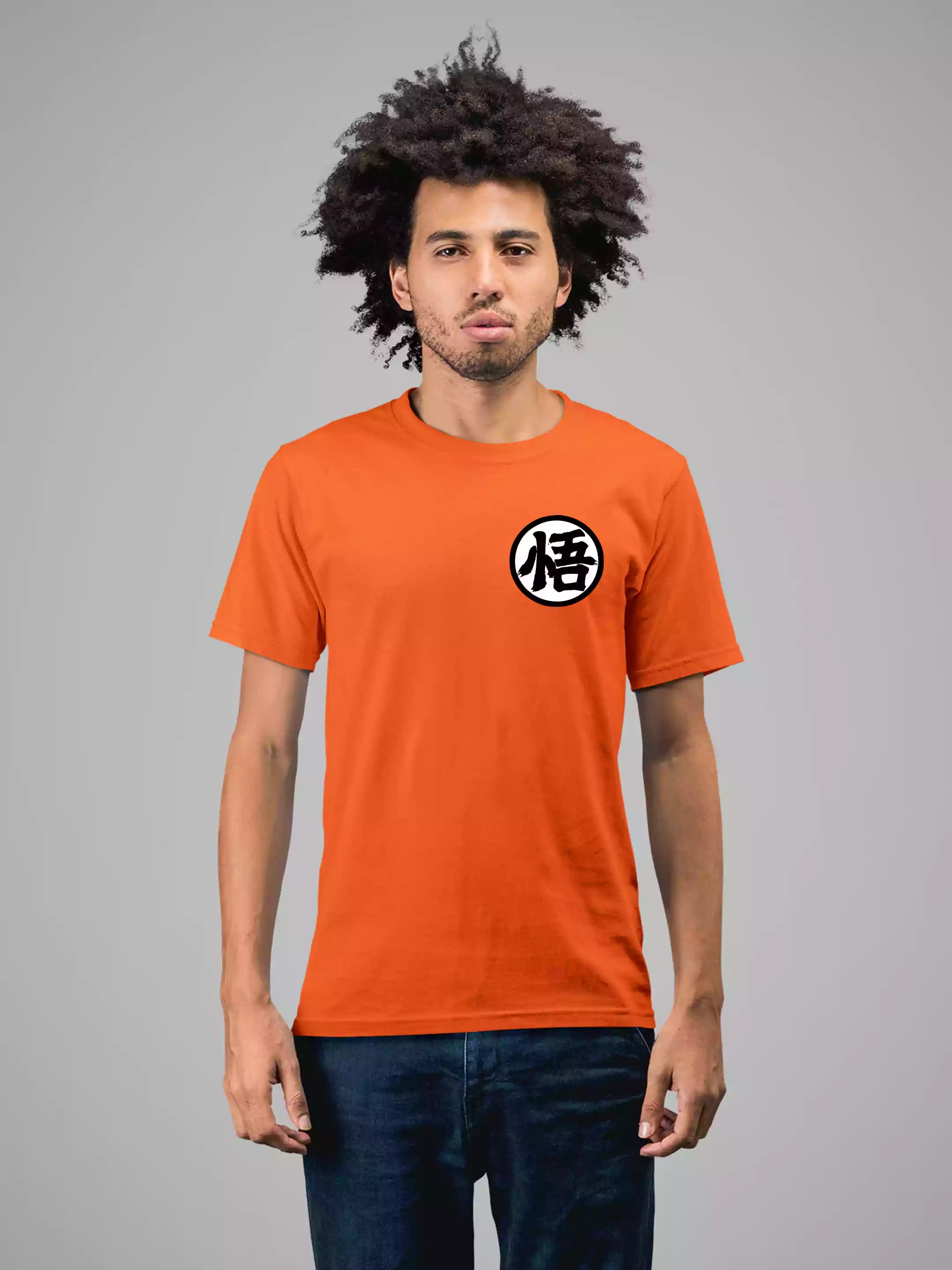 Goku - Sukhiaatma Unisex pocket Printed Black Orange T-shirt