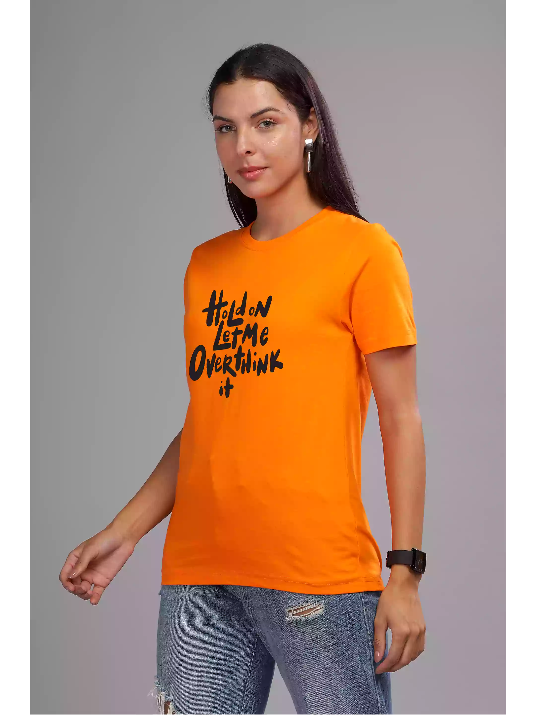 Hold on - Sukhiaatma Unisex Graphic Printed orange T-shirt