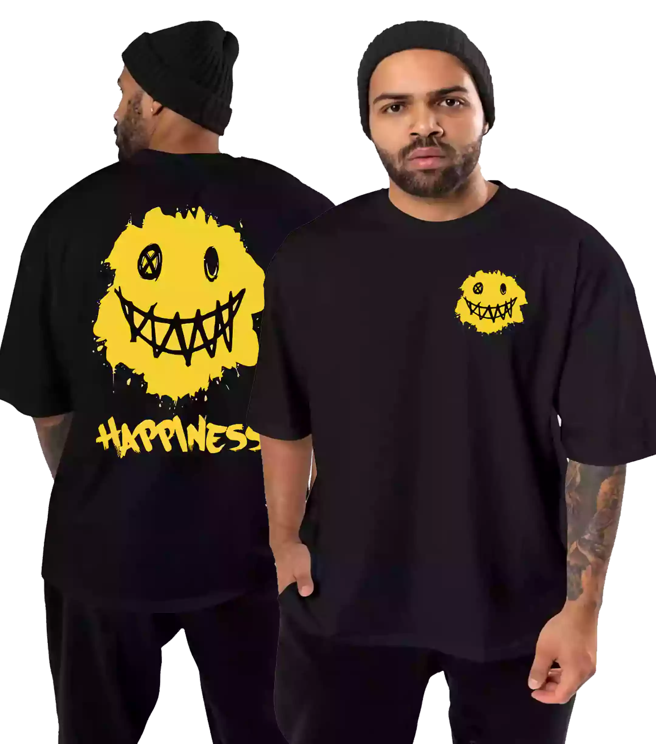 Happiness - Sukhiaatma Unisex Oversized Black T-shirt