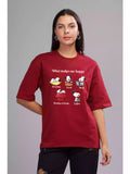 Happy - Sukhiaatma Unisex Oversize Maroon T-shirt