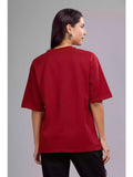 Happy - Sukhiaatma Unisex Oversize Maroon T-shirt