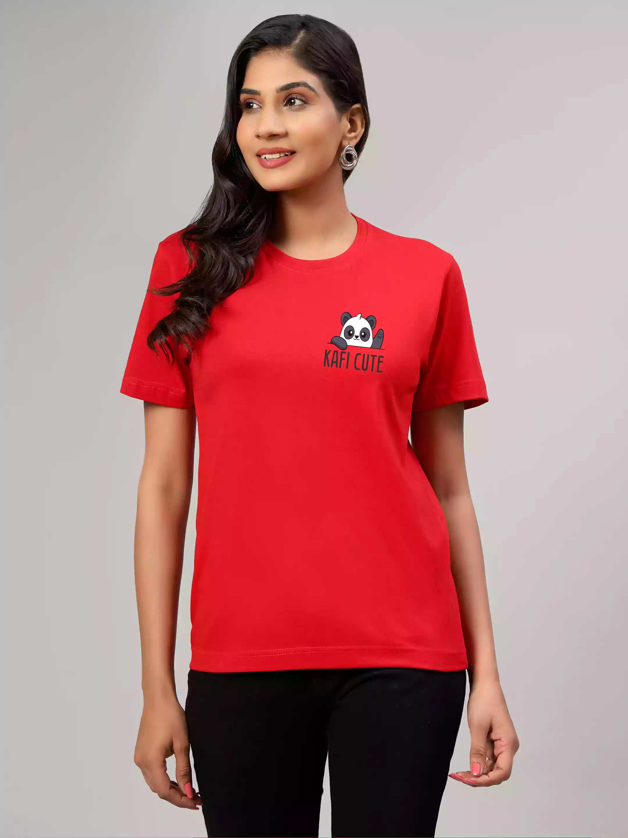 Kafi Cute - Sukhiaatma Unisex Graphic Printed Red T-shirt