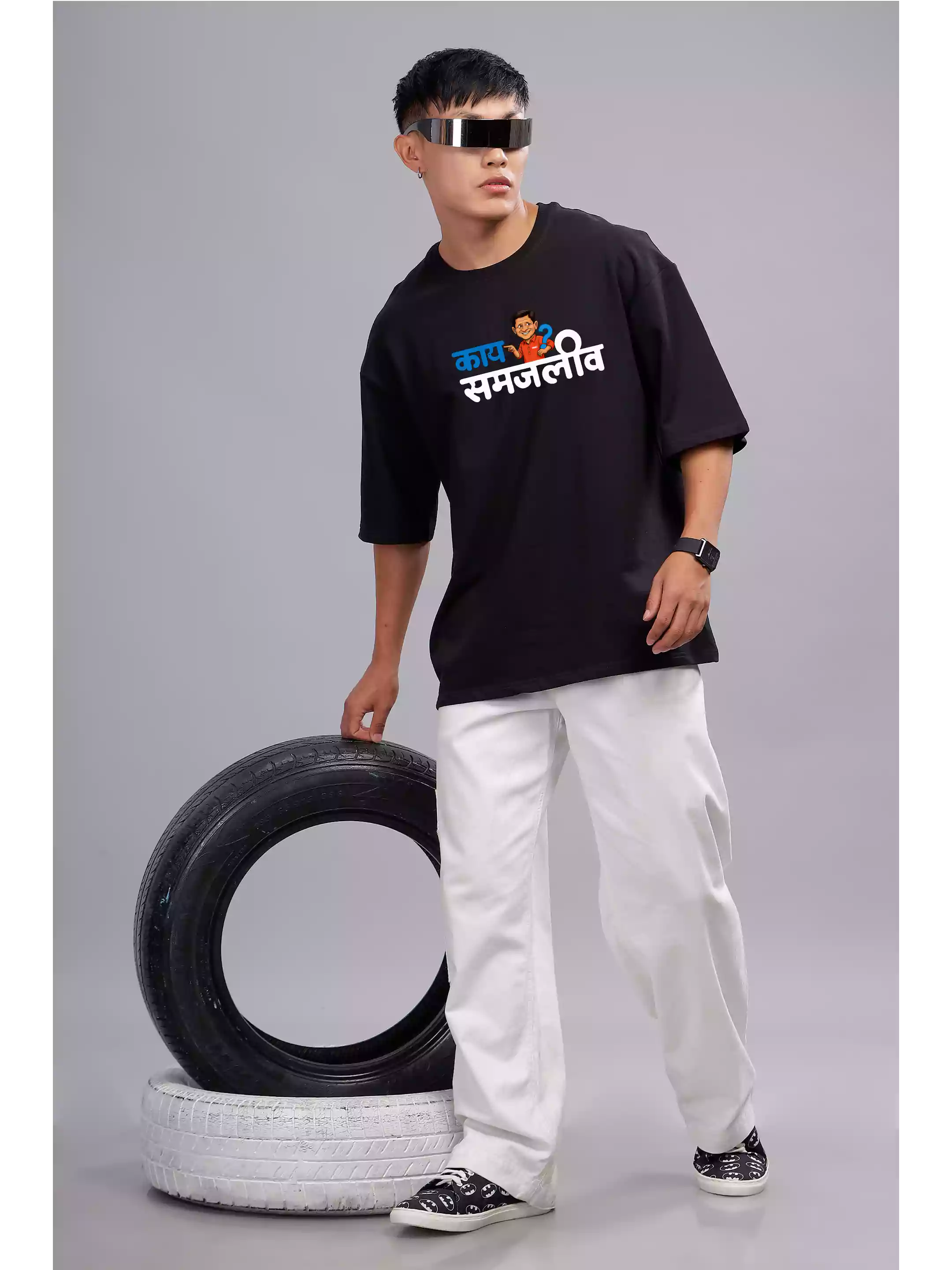 MHJ - Kai Samjliv Unisex Graphic Printed OS Black T-Shirt