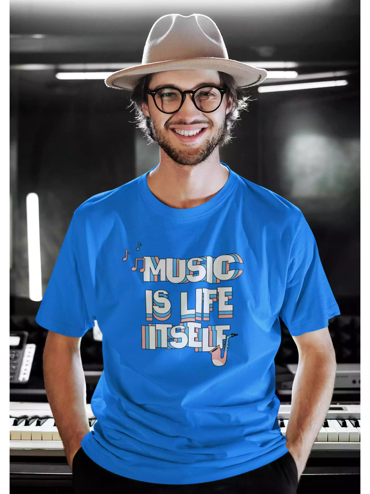 Life Itself - Sukhiaatma Unisex Graphic Printed Royal Blue T-shirt