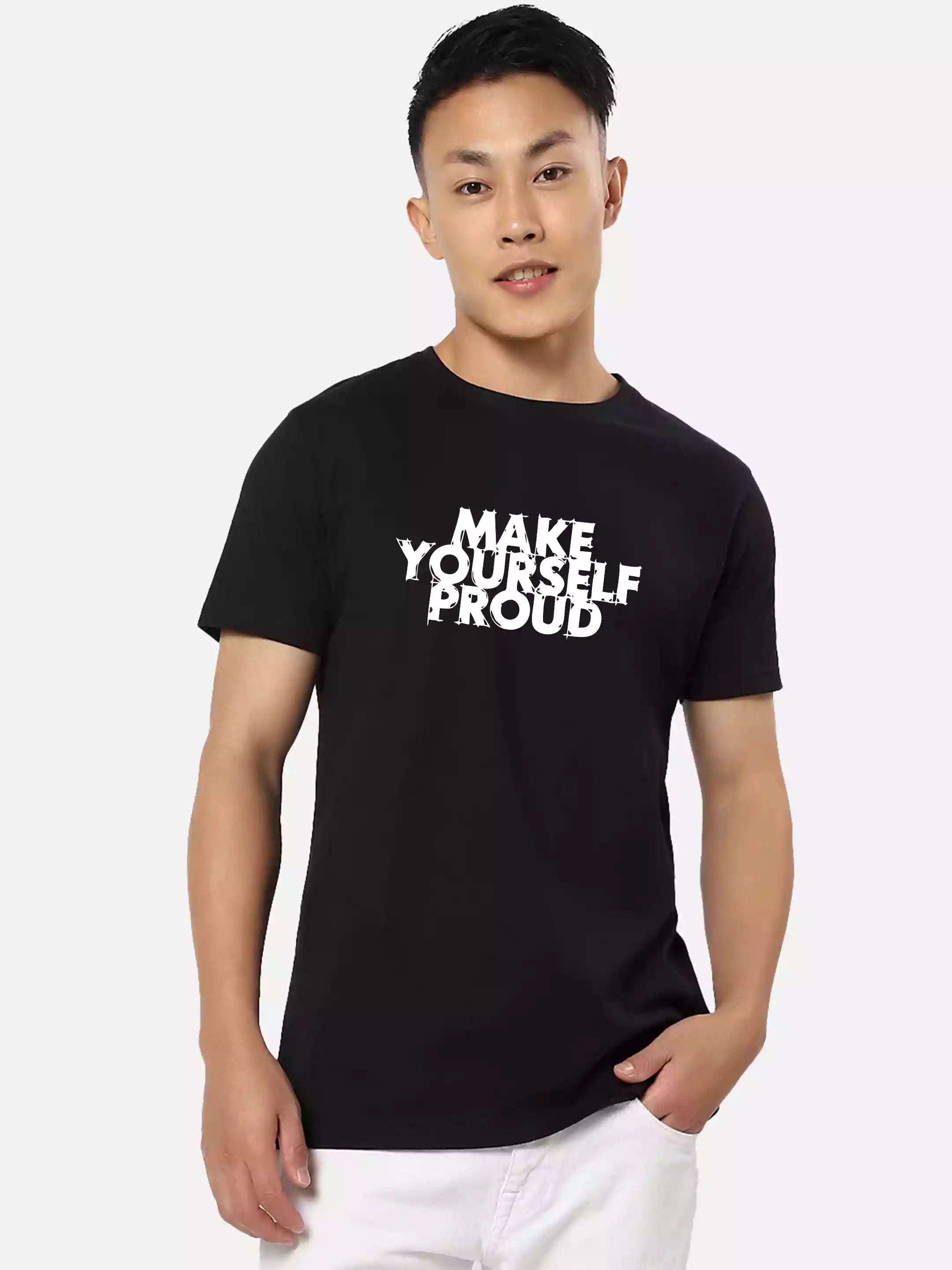 Make Yourself - Sukhiaatma Unisex Graphic Printed Black T-shirt