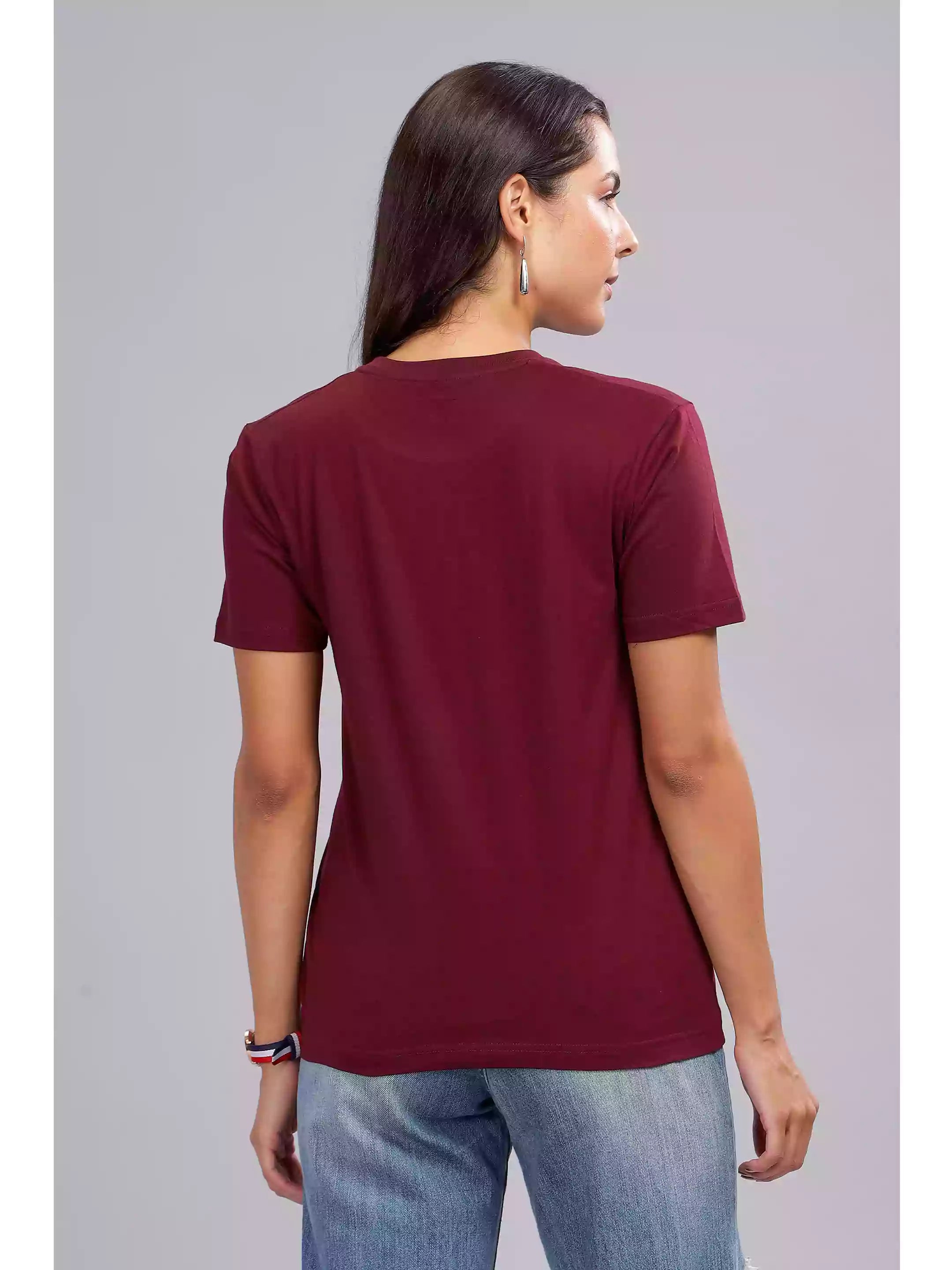 Happy - Sukhiaatma Unisex Graphic Printed Maroon T-shirt