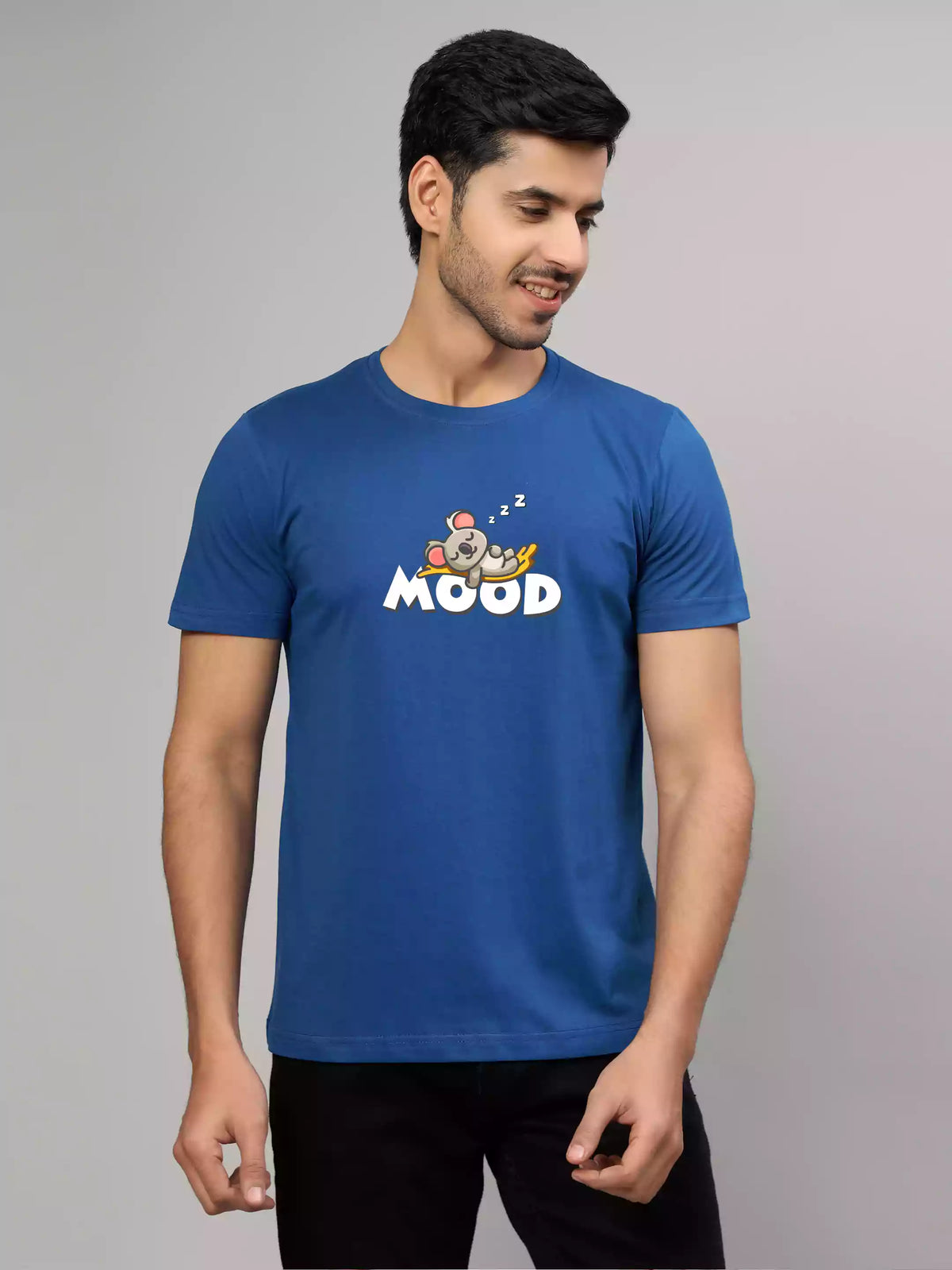 Mood - Sukhiaatma Unisex Graphic Printed Royal Blue T-shirt