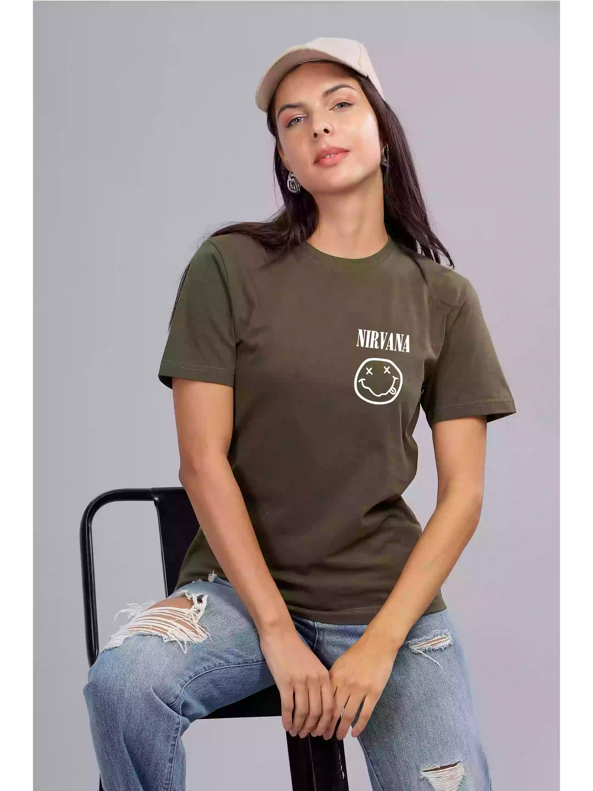 Nirvana - Sukhiaatma Unisex Graphic Pocket Printed Olive T-shirt