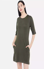 Olive Green Basic - Sukhiaatma Designer T-shirt Dress