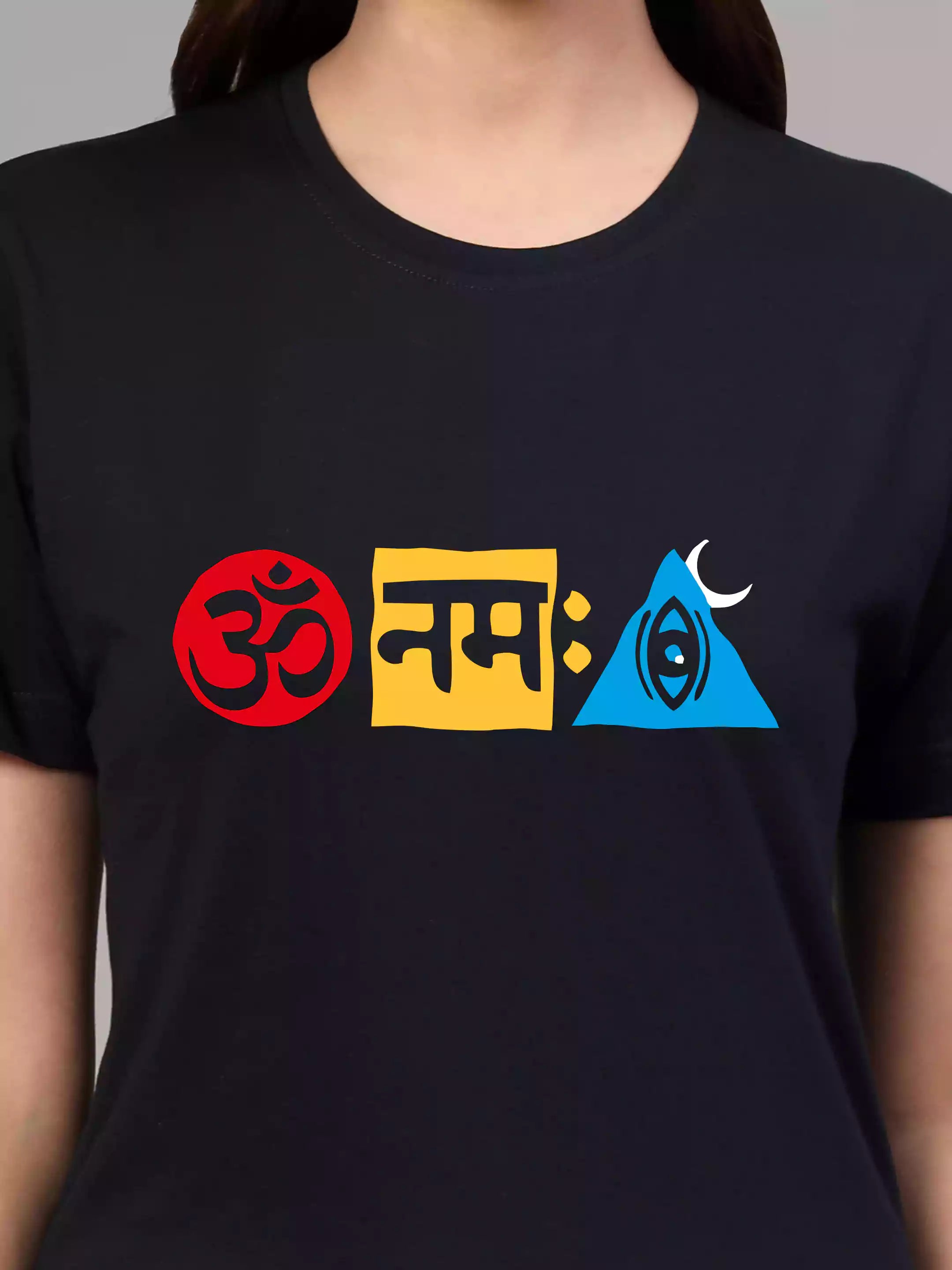 Om Namha Shivay - Sukhiaatma Unisex Graphic Printed Navy Blue T-shirt