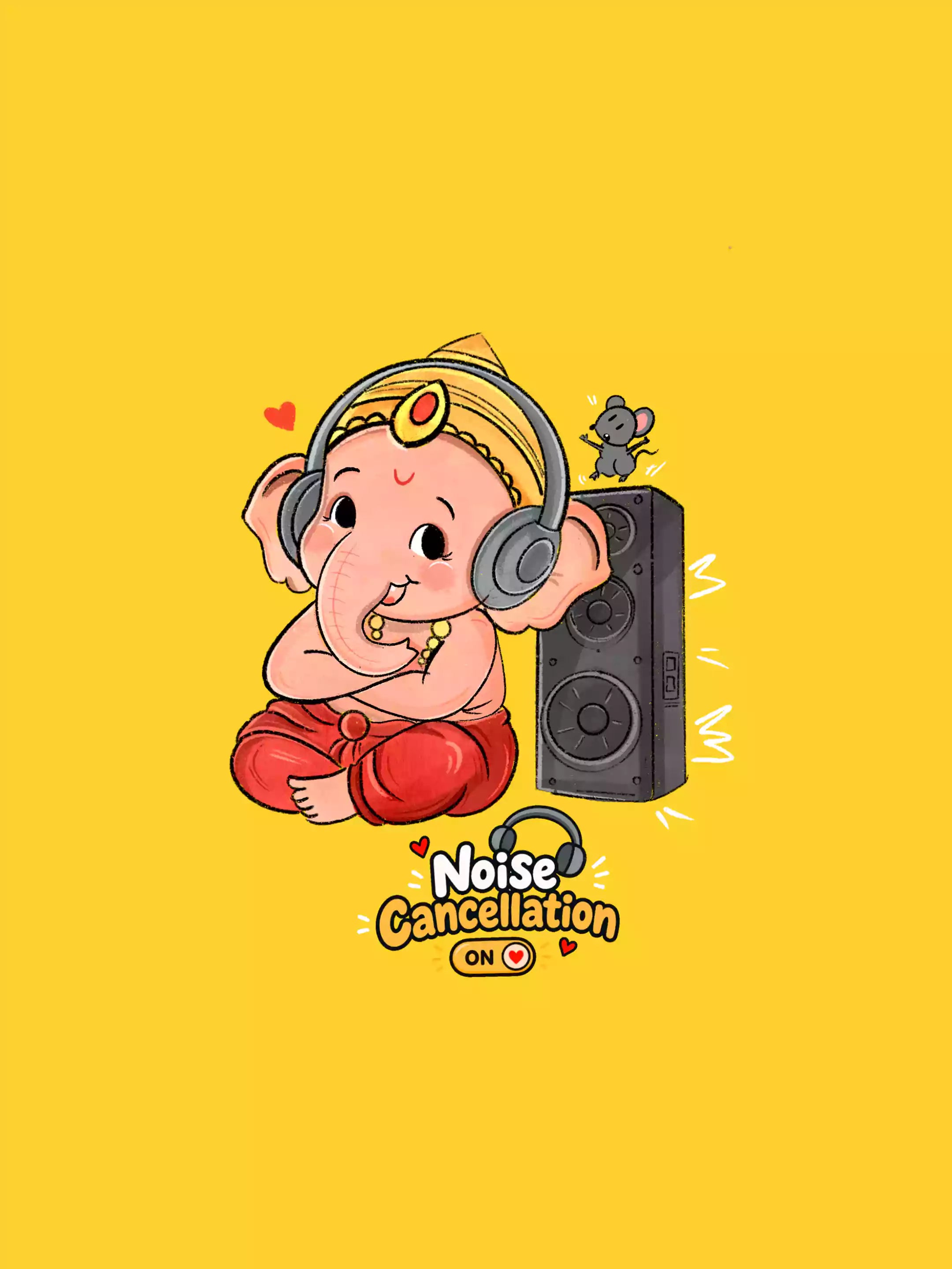 Noise cancellation- Yellow - Sukhiaatma Ganpati T-Shirt