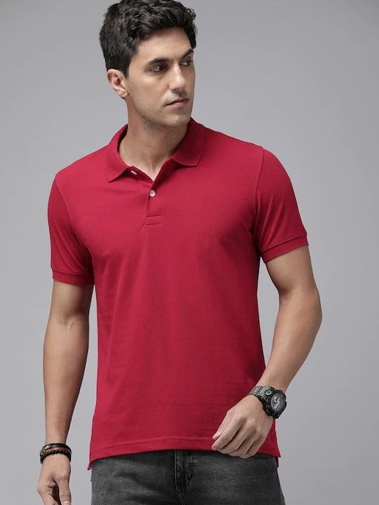 Red Solid Polo Unisex T-shirt