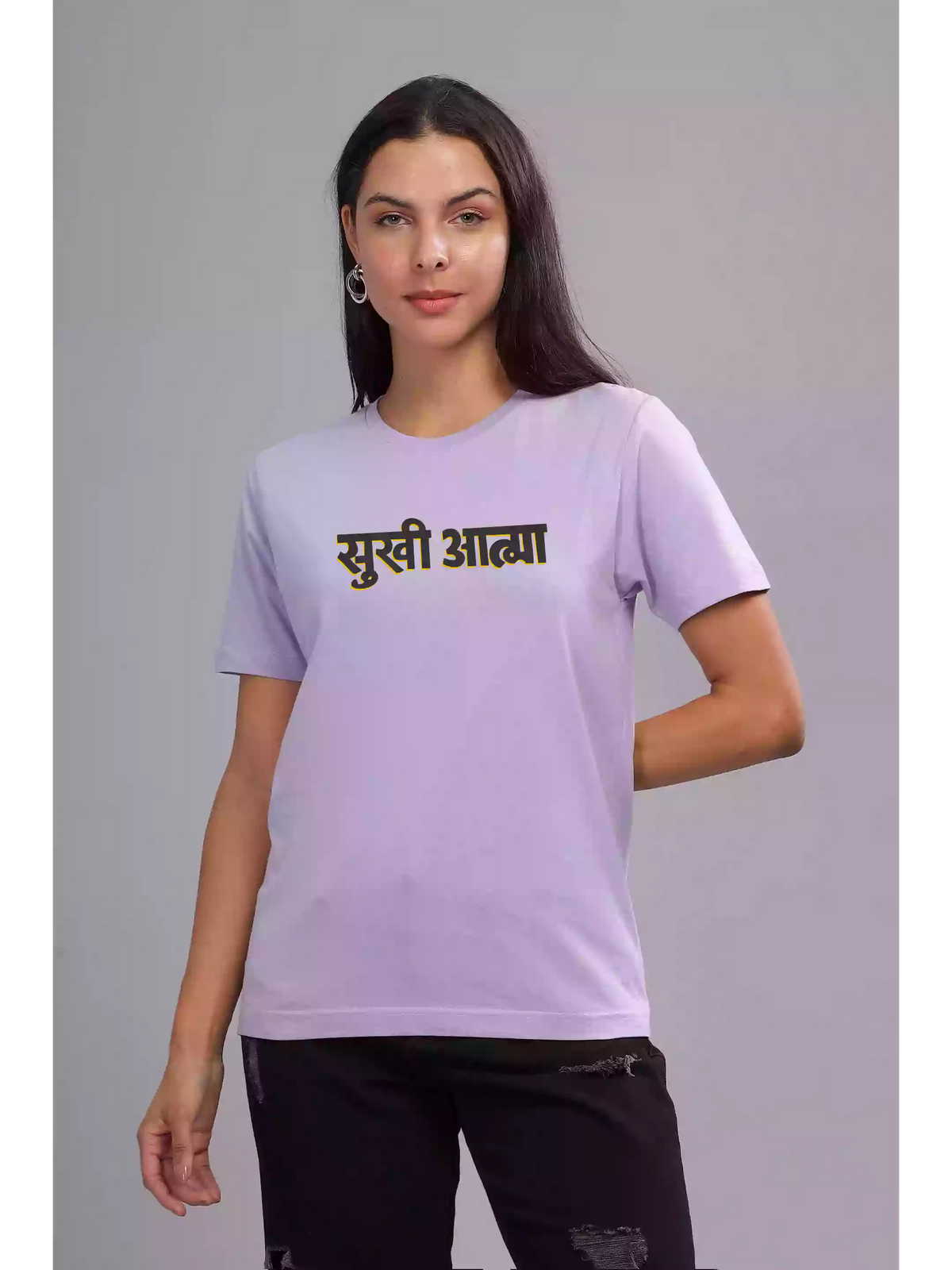 Sukhiaatma C25 - Sukhiaatma Unisex Graphic Printed Lavender T-shirt