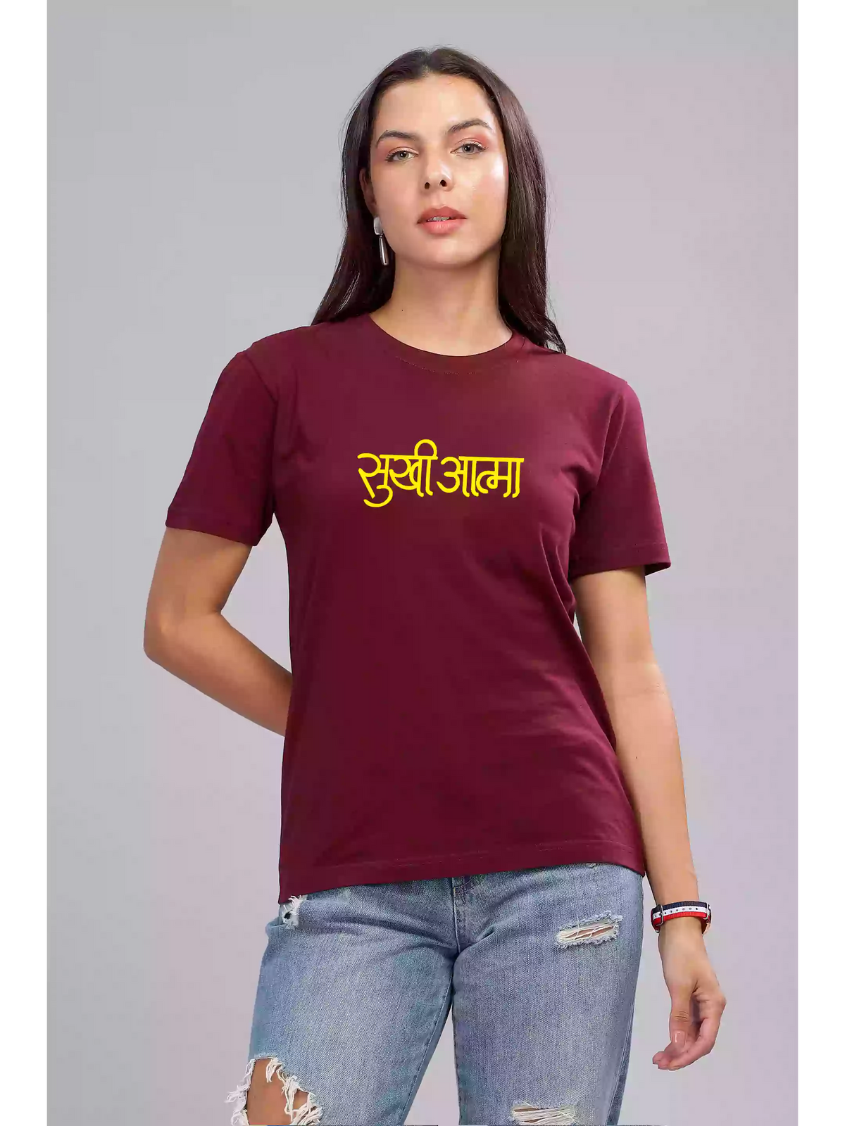 Sukhiaatma Maroon - Sukhiaatma Unisex Graphic Printed T-shirt