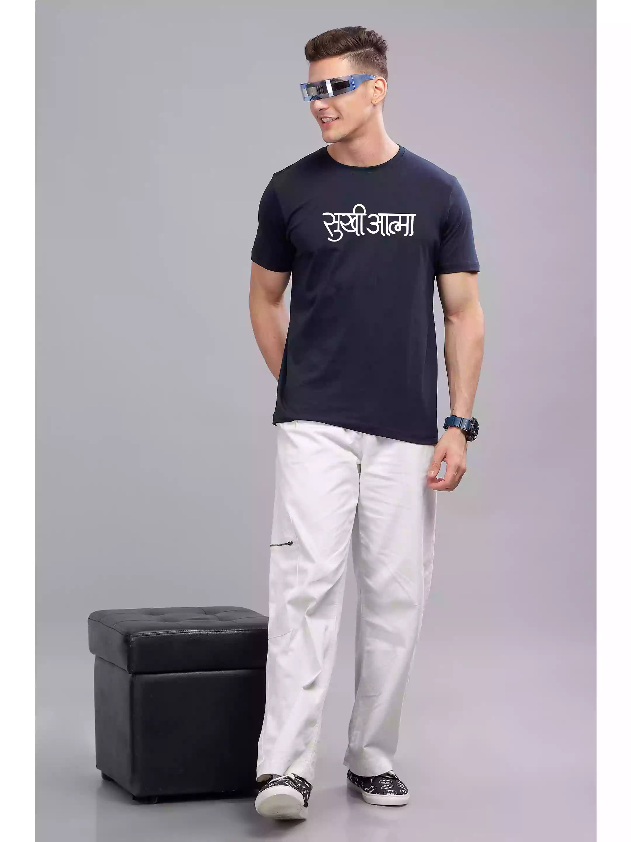 Sukhiaatma NB- Sukhiaatma Unisex Marathi Graphic Printed T-shirt