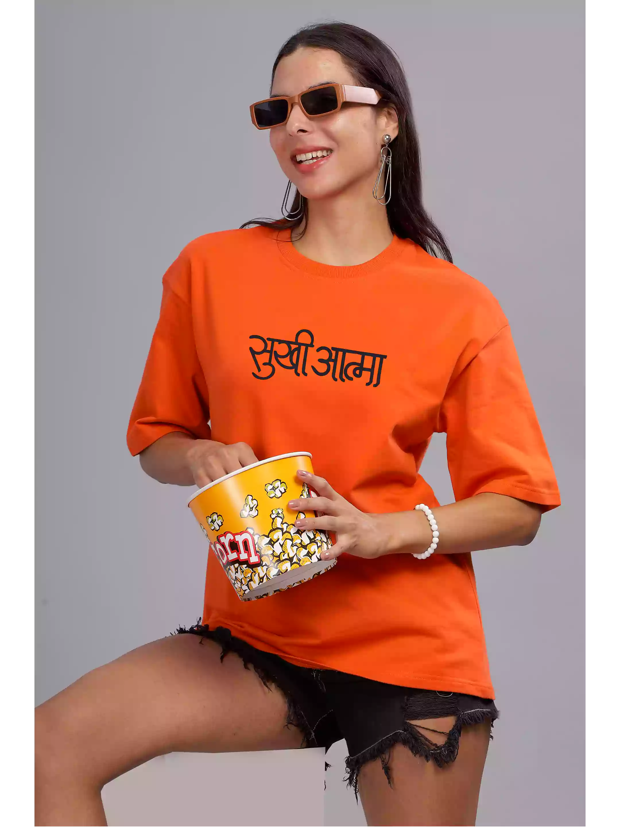 SA - Sukhiaatma Unisex Oversized Orange T-shirt