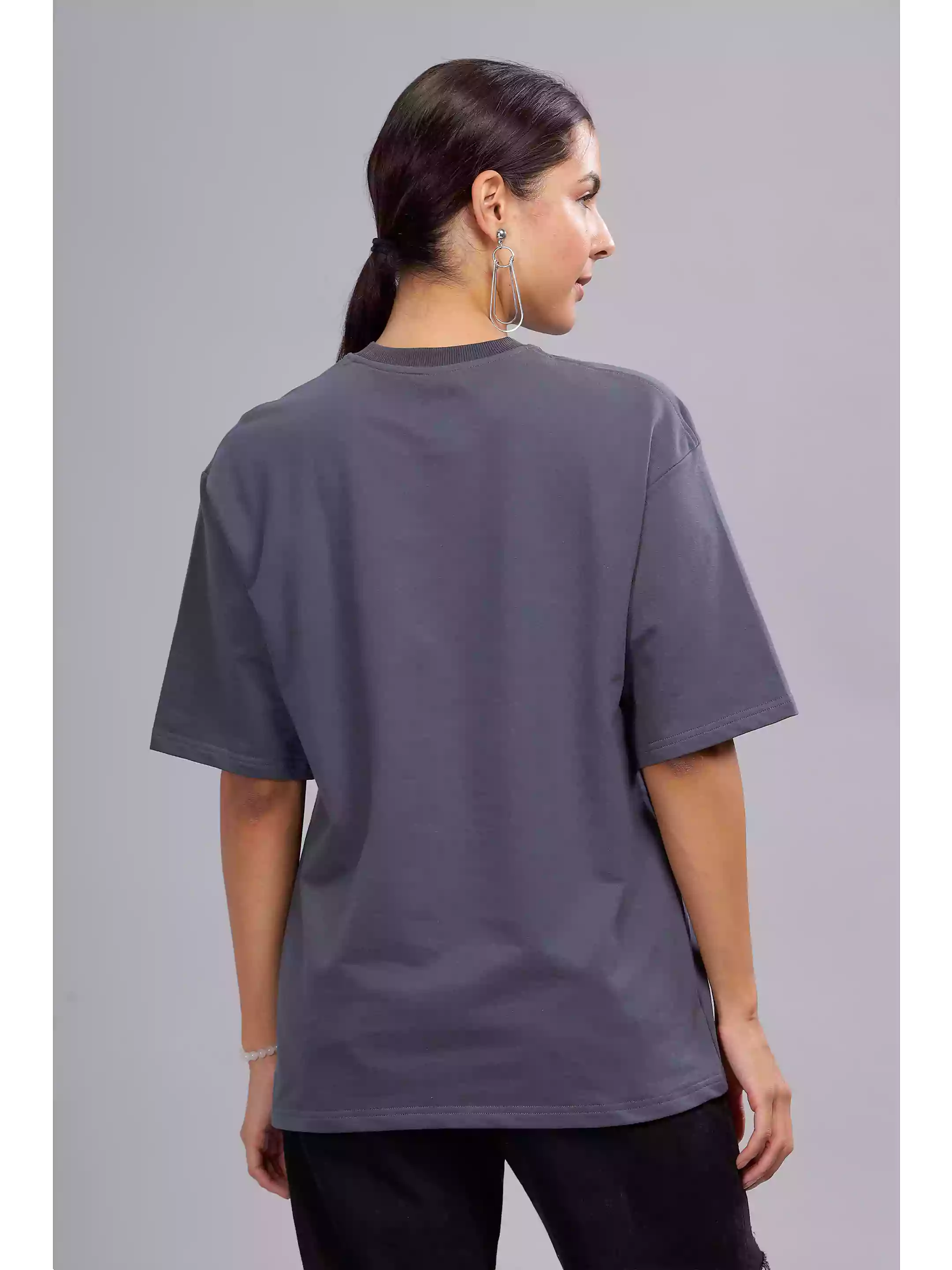 Solid Steel Grey Over sized - Sukhiaatma Unisex T-shirt