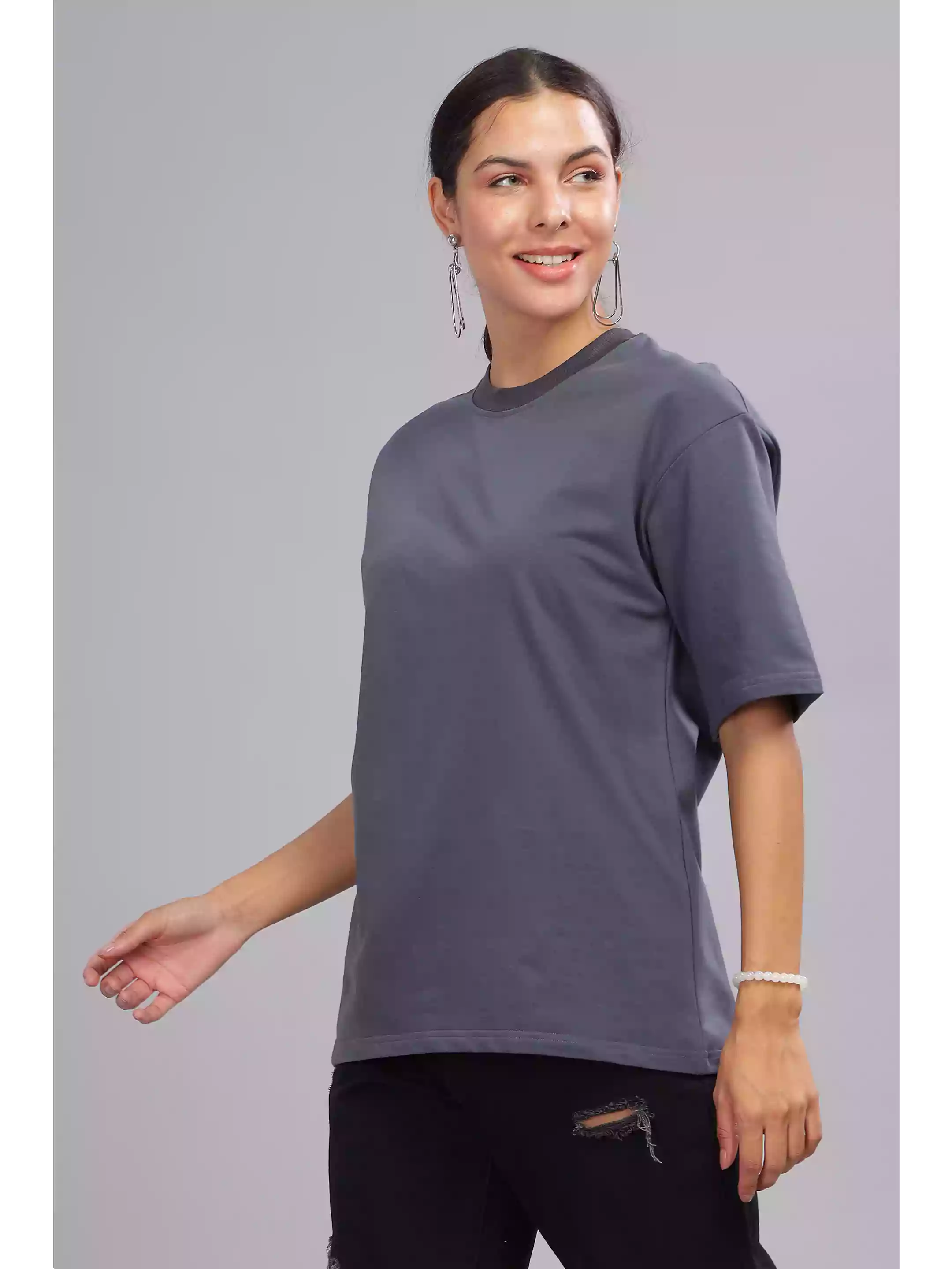 Solid Steel Grey Over sized - Sukhiaatma Unisex T-shirt