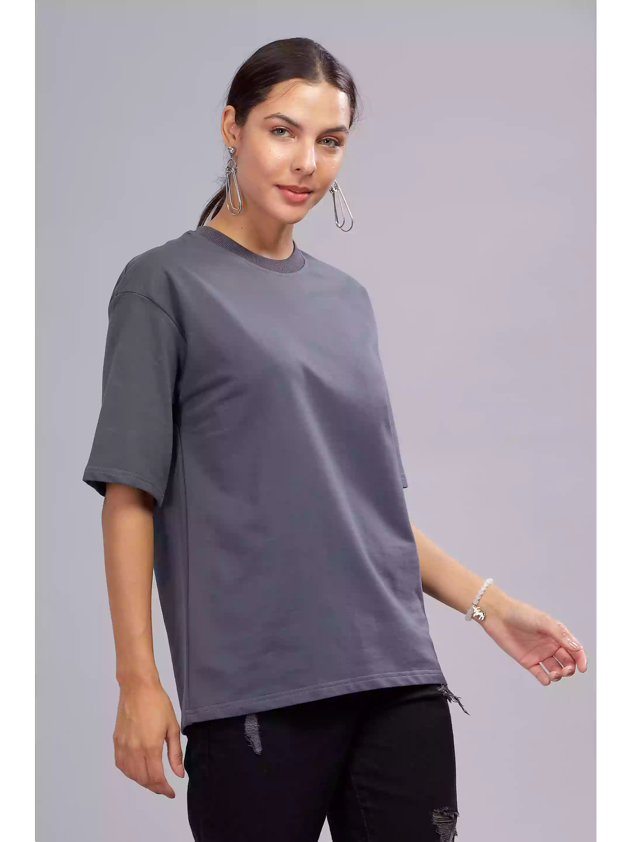 Solid Steel Grey Over sized - Sukhiaatma Unisex T-shirt