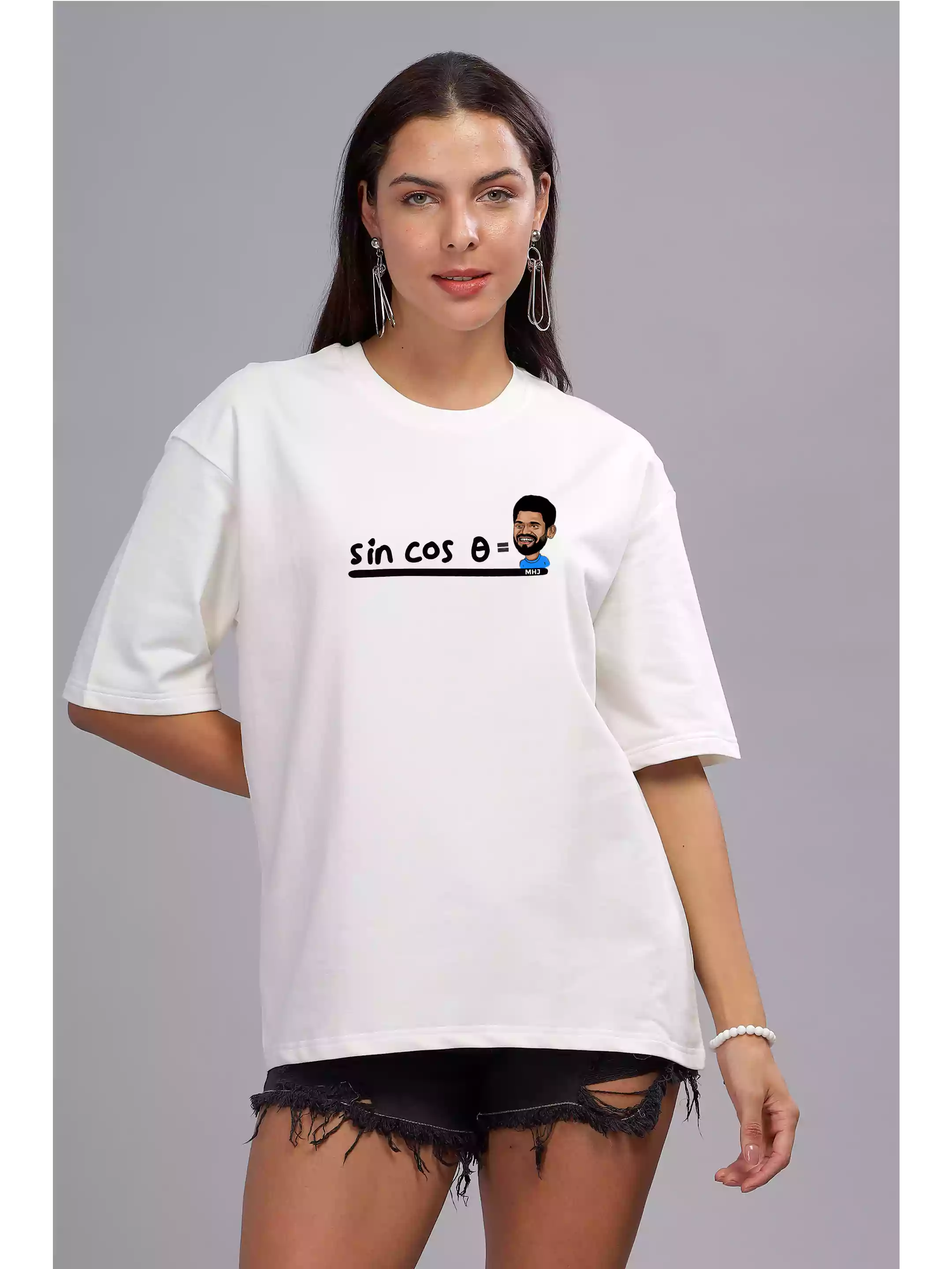 MHJ - Sin Cos Theta Unisex Graphic Printed OS WhiteT-Shirt