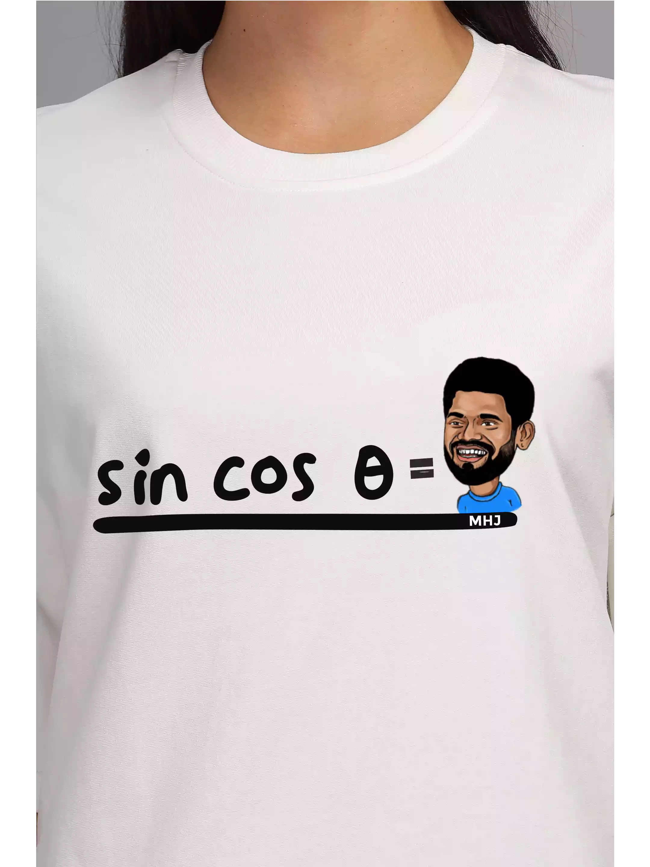 MHJ - Sin Cos Theta Unisex Graphic Printed OS WhiteT-Shirt