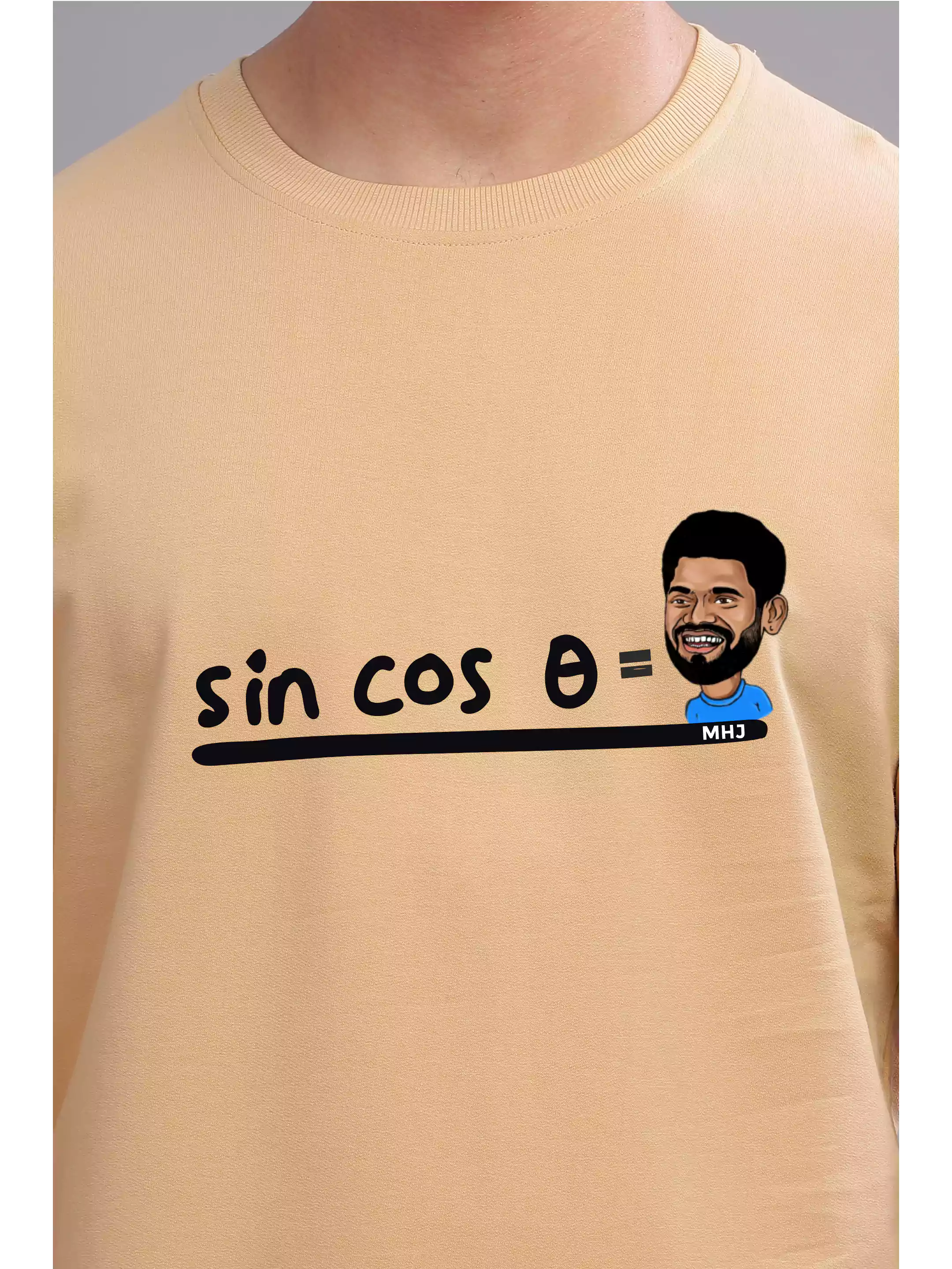 MHJ - Sin Cos Theta Unisex Graphic Printed OS Beige T-Shirt
