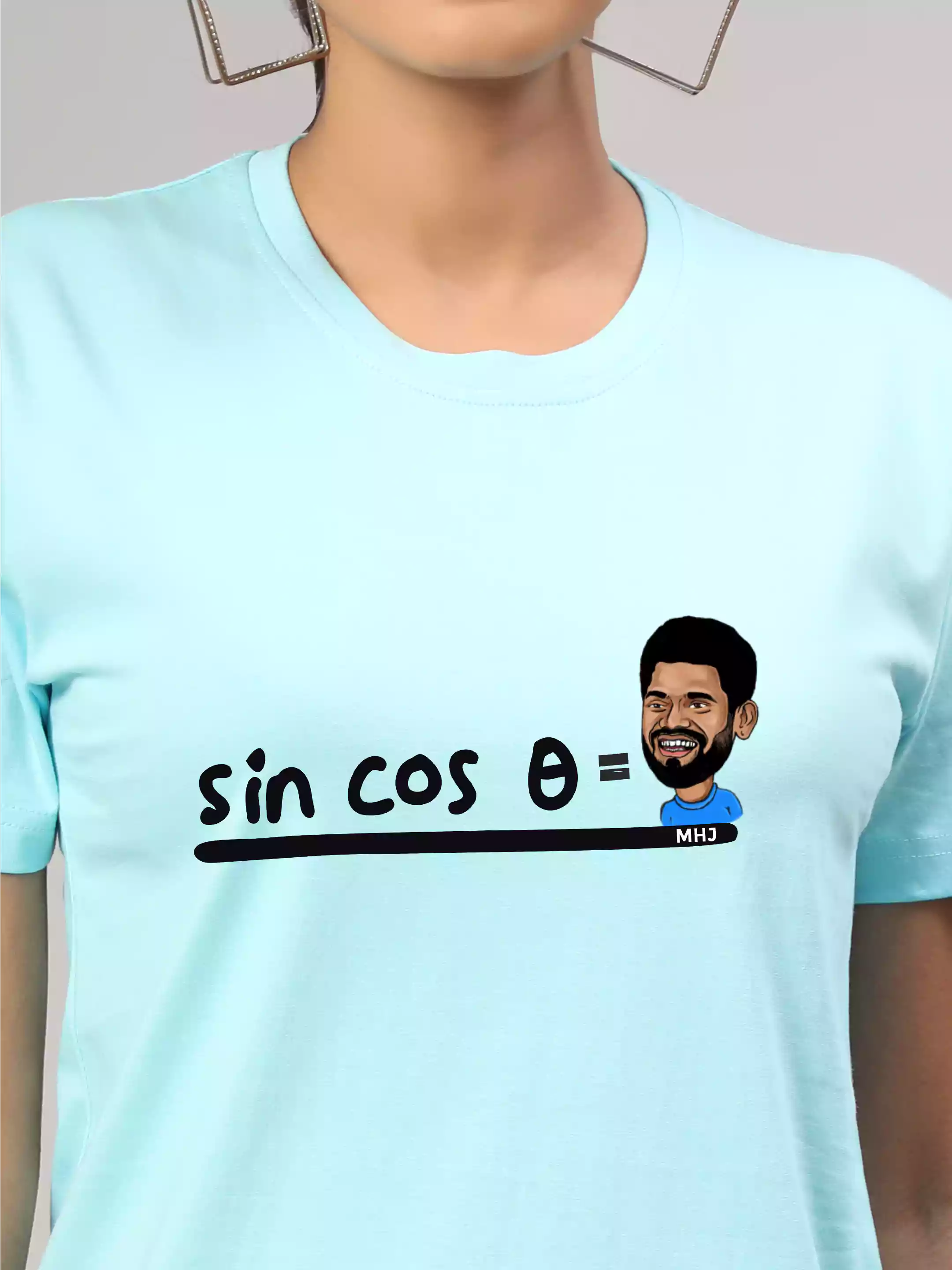 MHJ - Sin Cos Theta Unisex Graphic Printed RF Aqua T-shirt