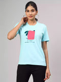 Stay Pawsitive - Sukhiaatma Unisex Graphic Printed Aqua Blue T-shirt