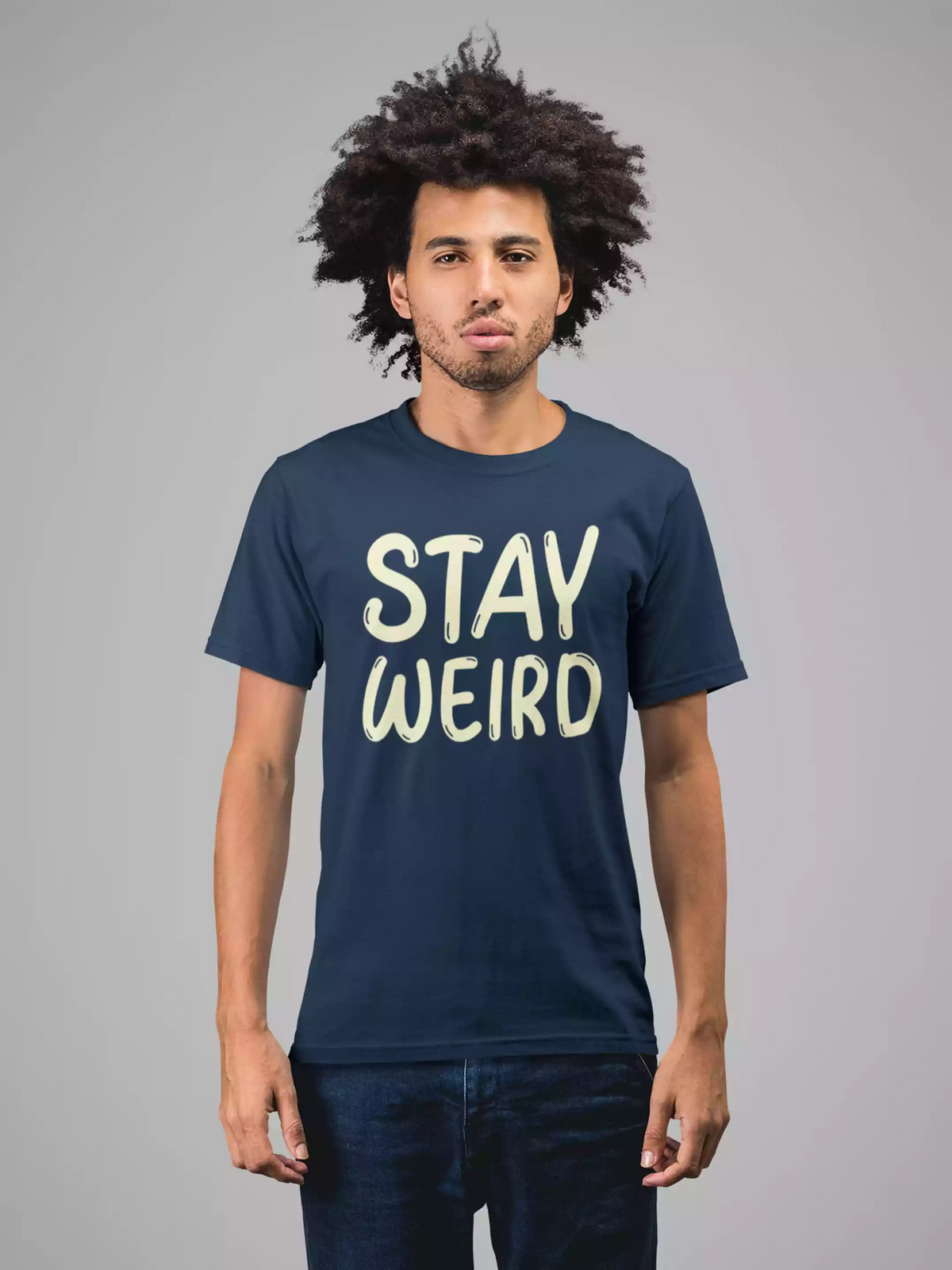 Stay Weird  - Sukhiaatma Unisex Graphic Printed Navy Blue T-shirt
