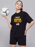 MHJ -Superpower Unisex Oversized Black Co-ord