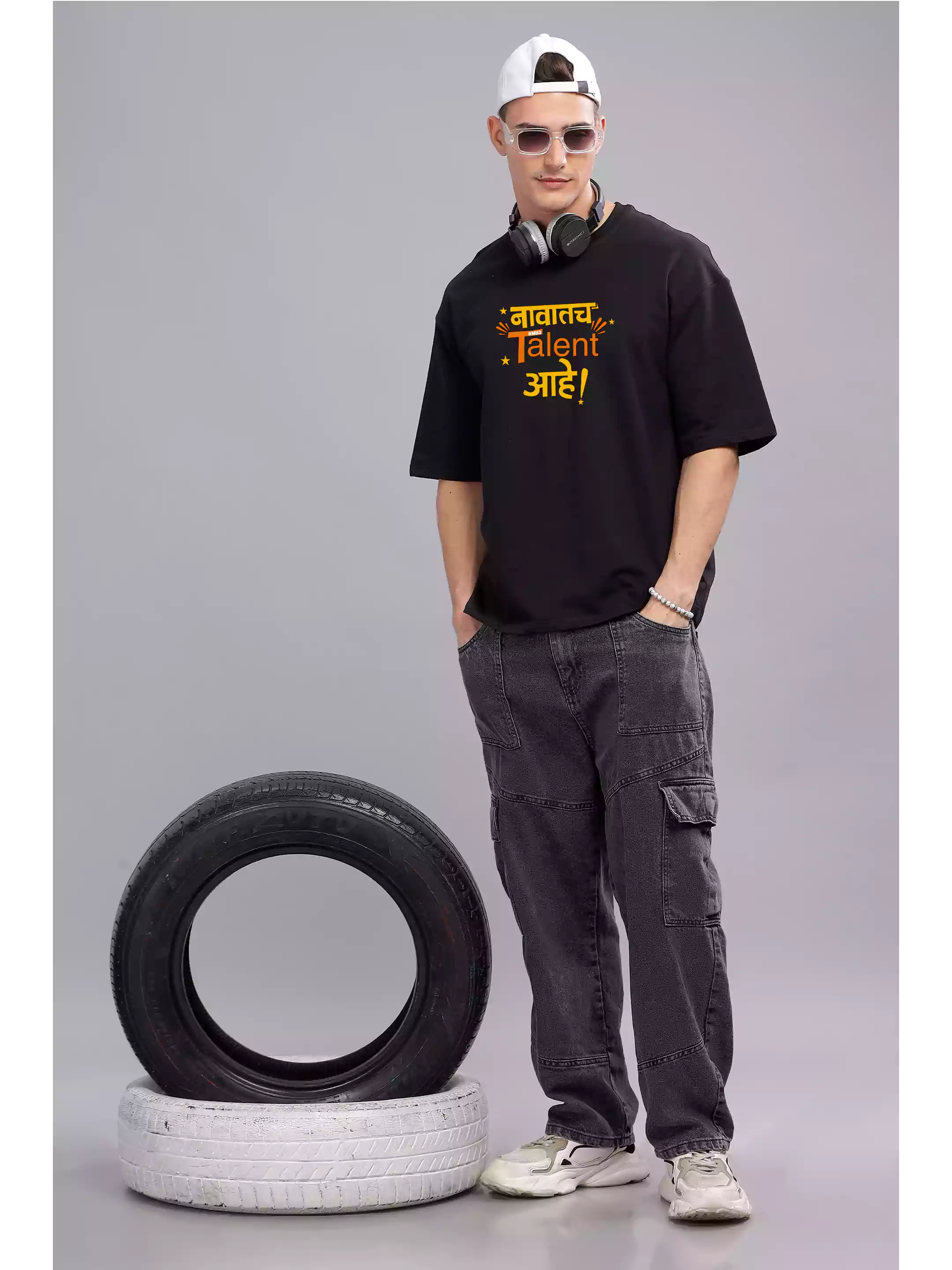 MHJ - Talent Unisex Graphic Printed OS Black T-Shirt