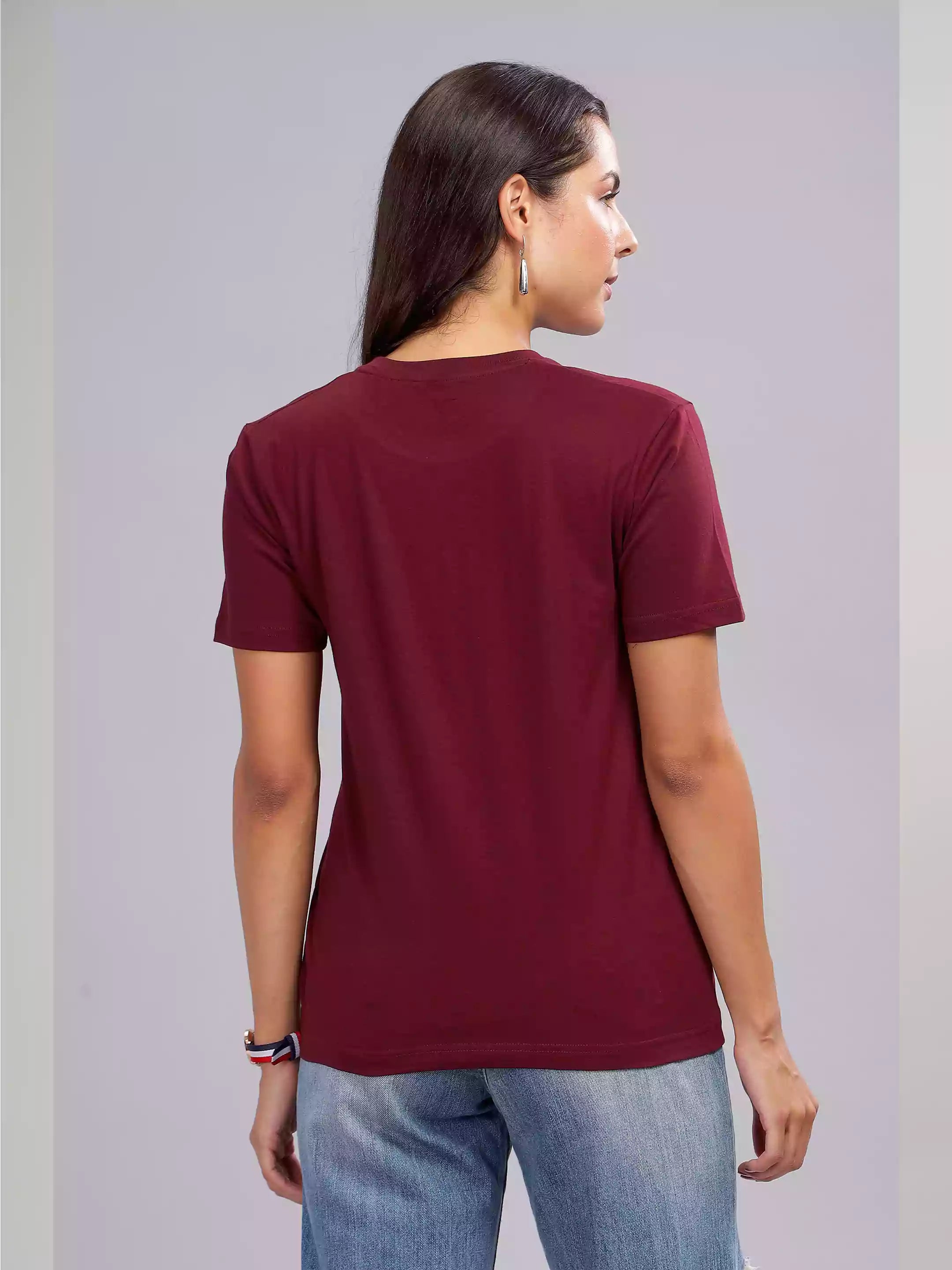 MHJ - Talent Unisex Graphic Printed RF Maroon T-shirt