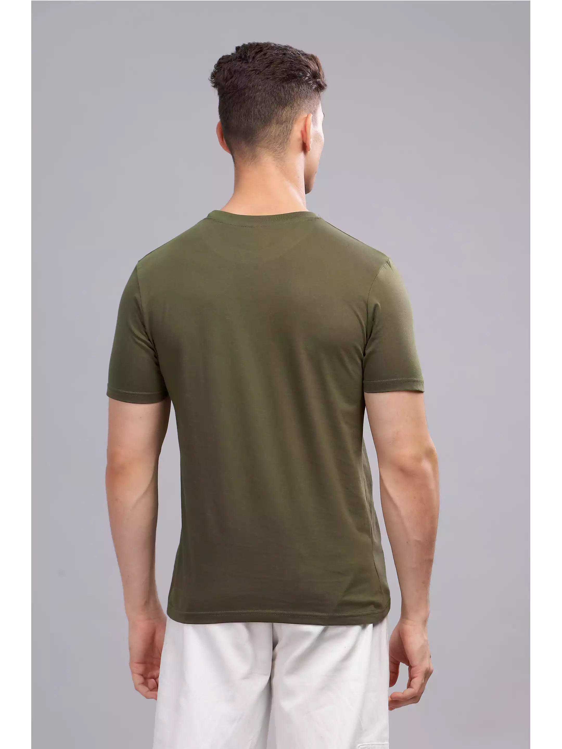MHJ - Talent Unisex Graphic Printed RF Olive T-shirt