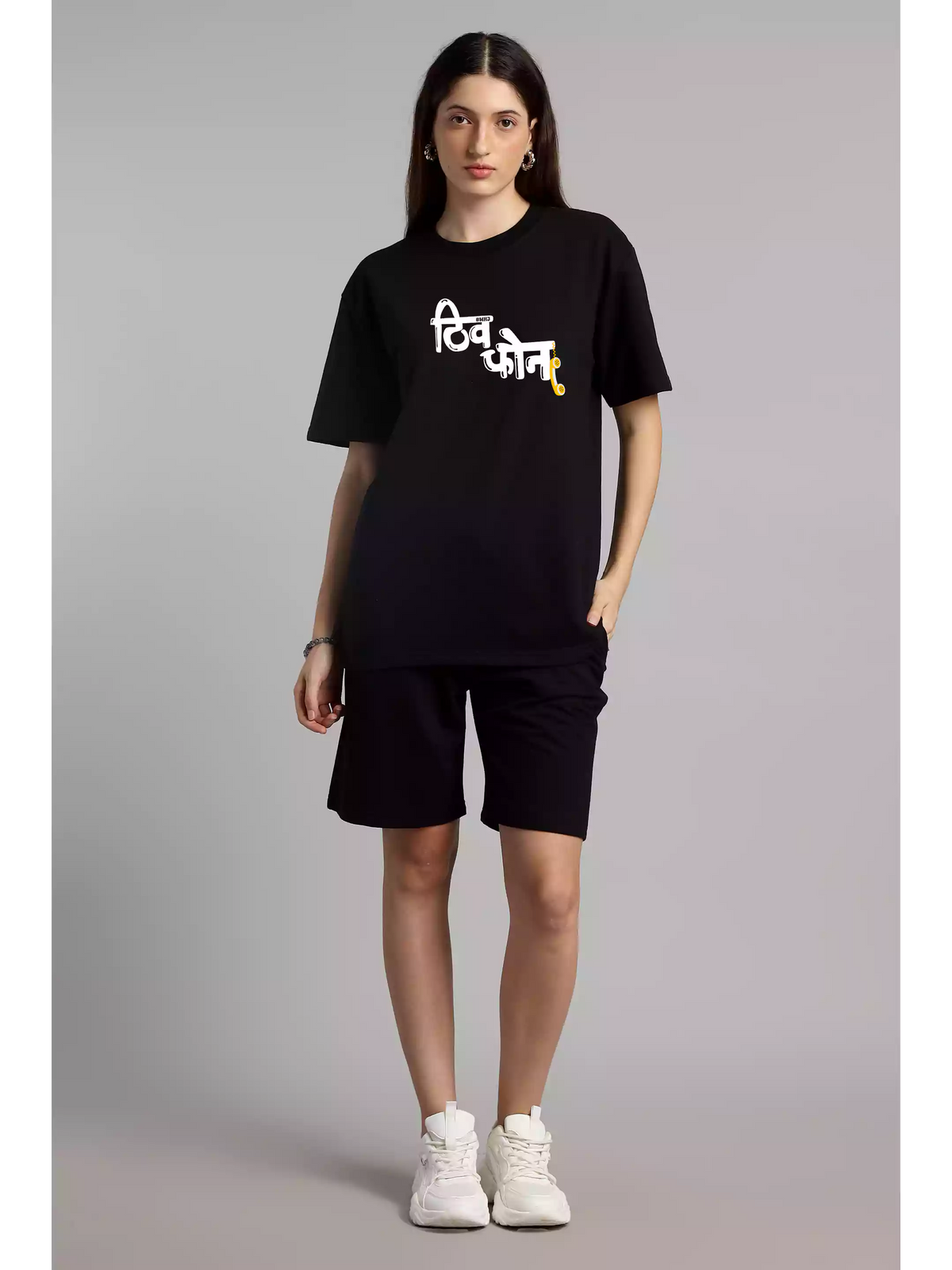 MHJ - Thiv Phone Unisex Oversized Black Co-ord