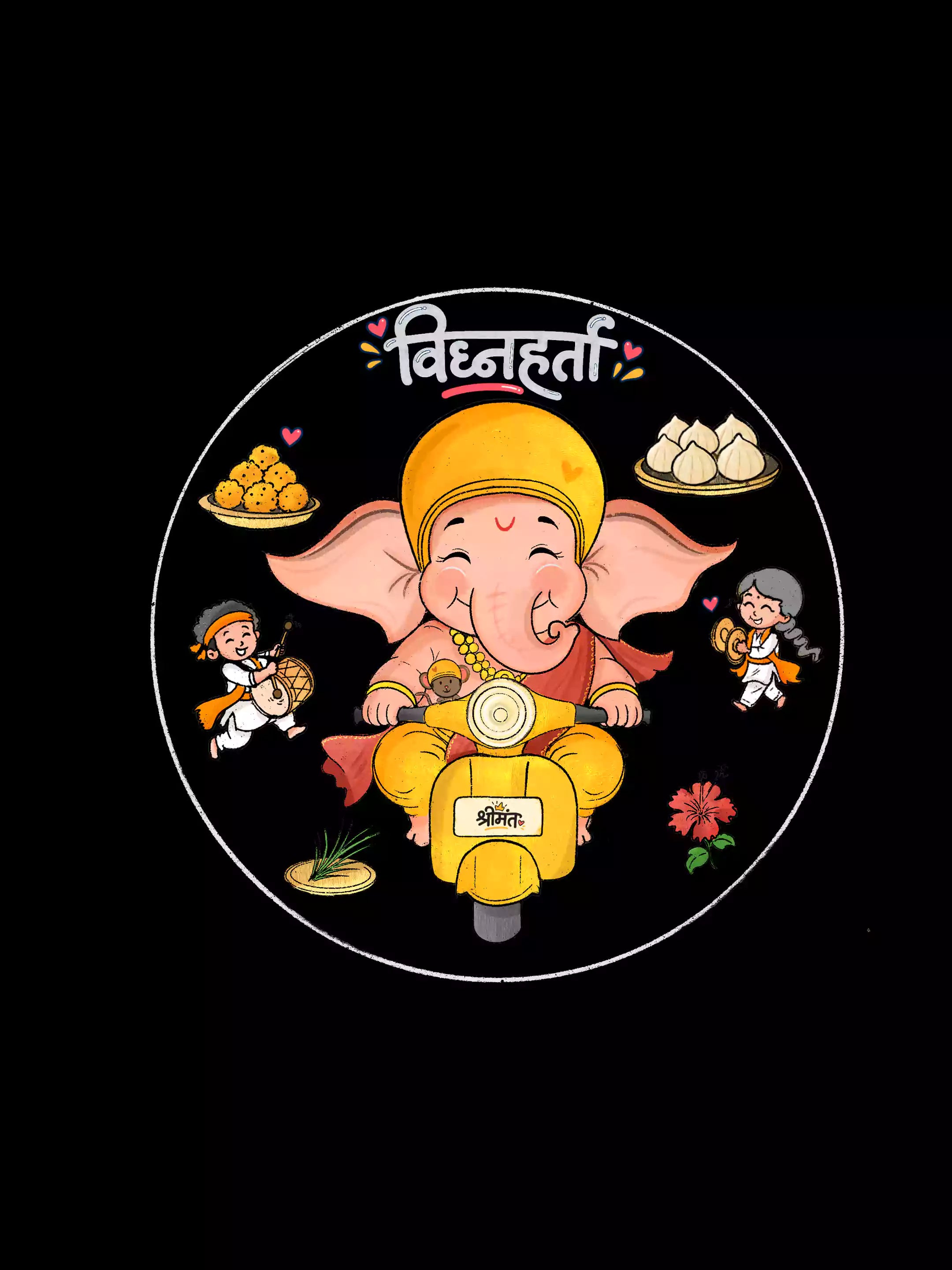 Vighnaharta- Black - Sukhiaatma Ganpati T-shirt