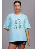 Who cares - Sukhiaatma Unisex Oversize Light Blue T-shirt