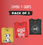 Pack of 3 Chill, karma, Good vibes – Sukhiaatma Printed Combo T-shirts