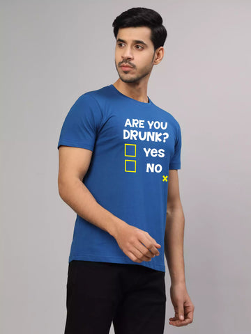 Are You Drunk - Sukhiaatma Unisex Graphic Printed Royal Blue T-shirt