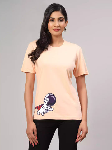 Astro Superhero - Sukhiaatma Unisex Graphic Printed Peach T-shirt