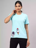 Astro Rocket - Sukhiaatma Unisex Graphic Printed Aqua Blue T-shirt