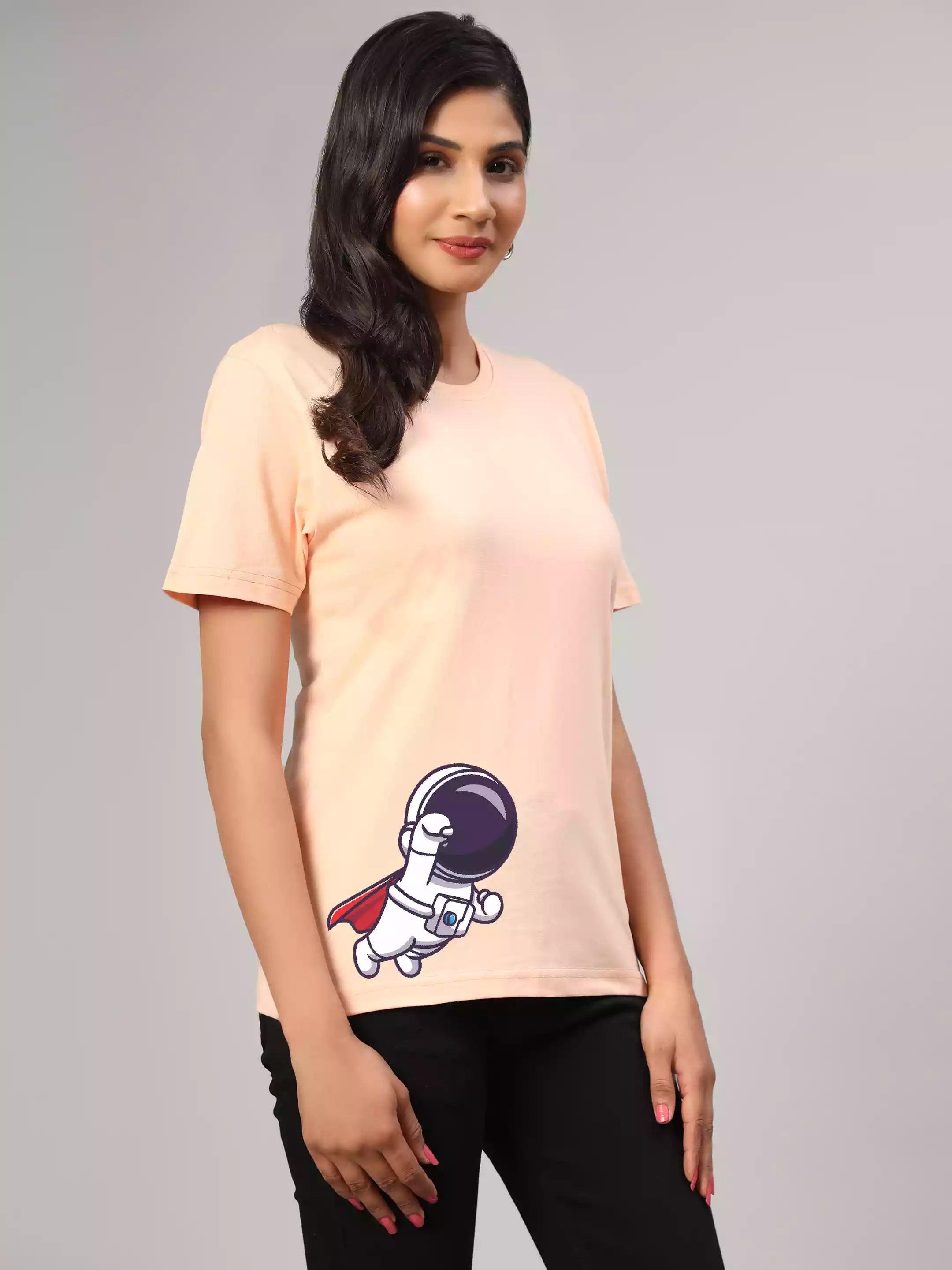 Astro Superhero - Sukhiaatma Unisex Graphic Printed Peach T-shirt